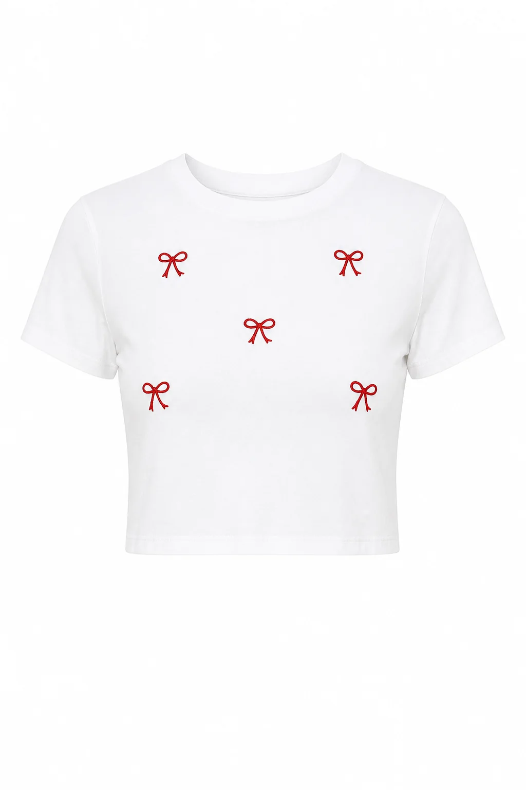 Embroidered Bow Cropped Tee