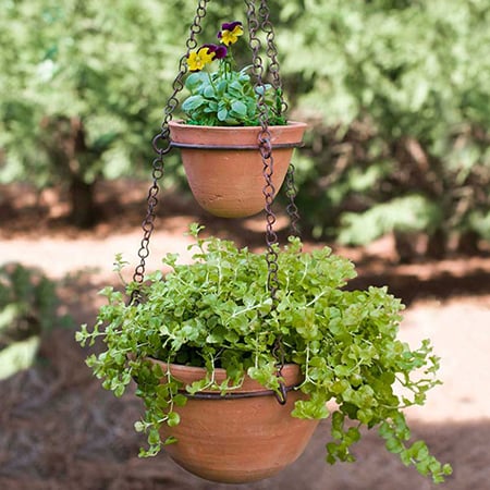 Two-Tier Hanging Terra Cotta Pot