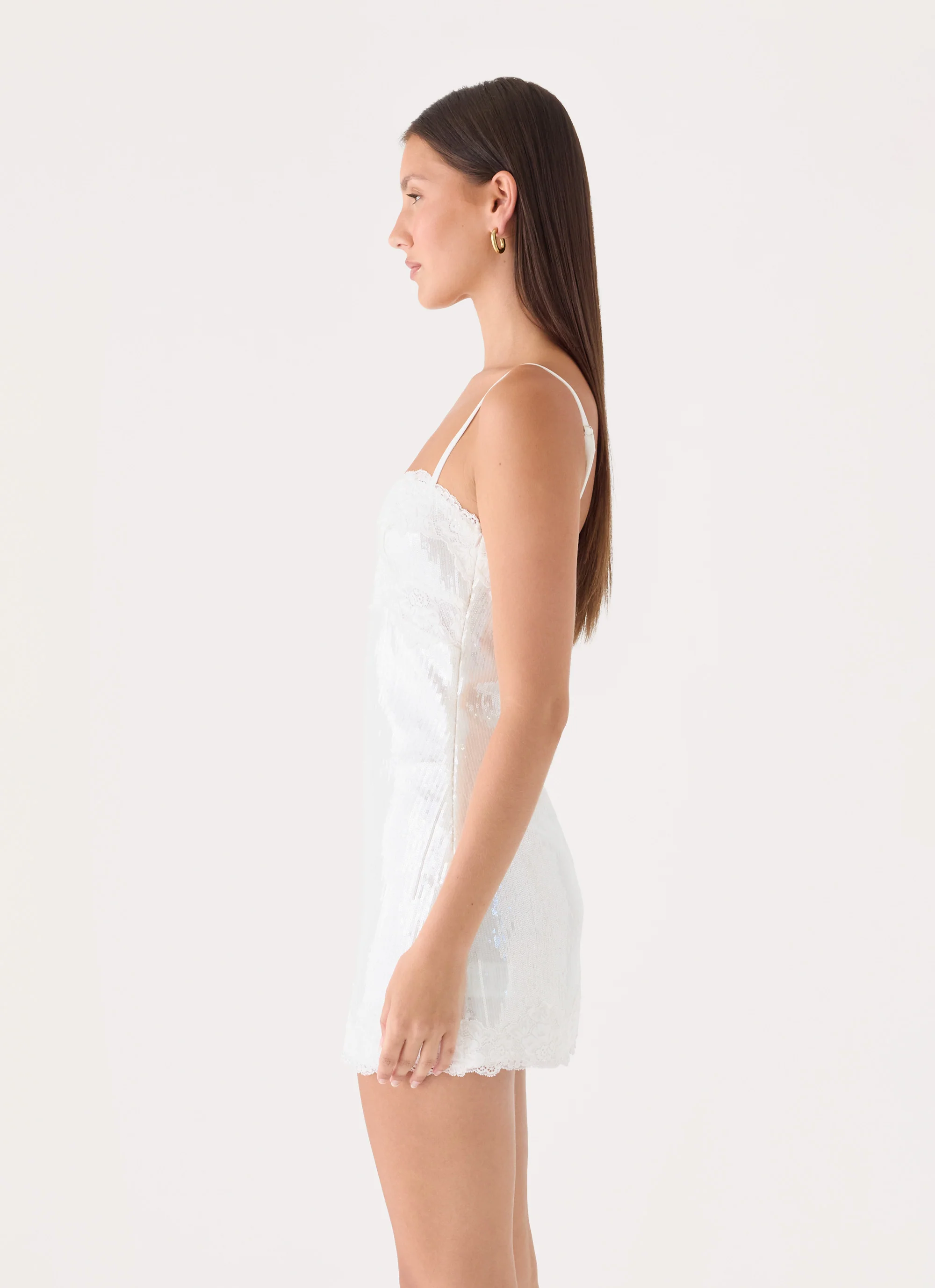 Averie Sequin Mini Dress - White - FASHION NOB