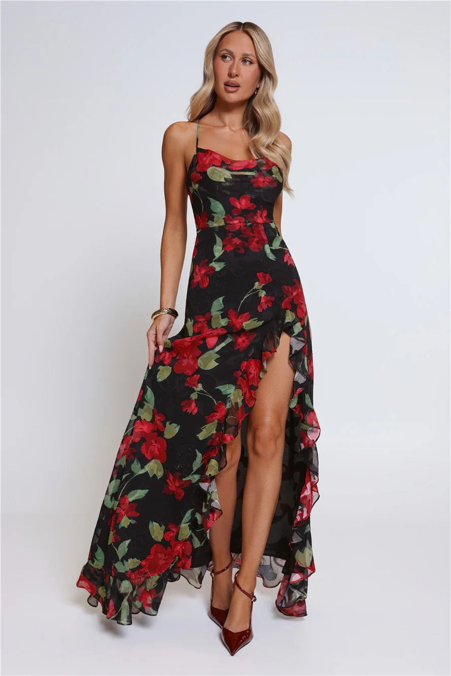 Riviera Sunset Maxi Dress Black