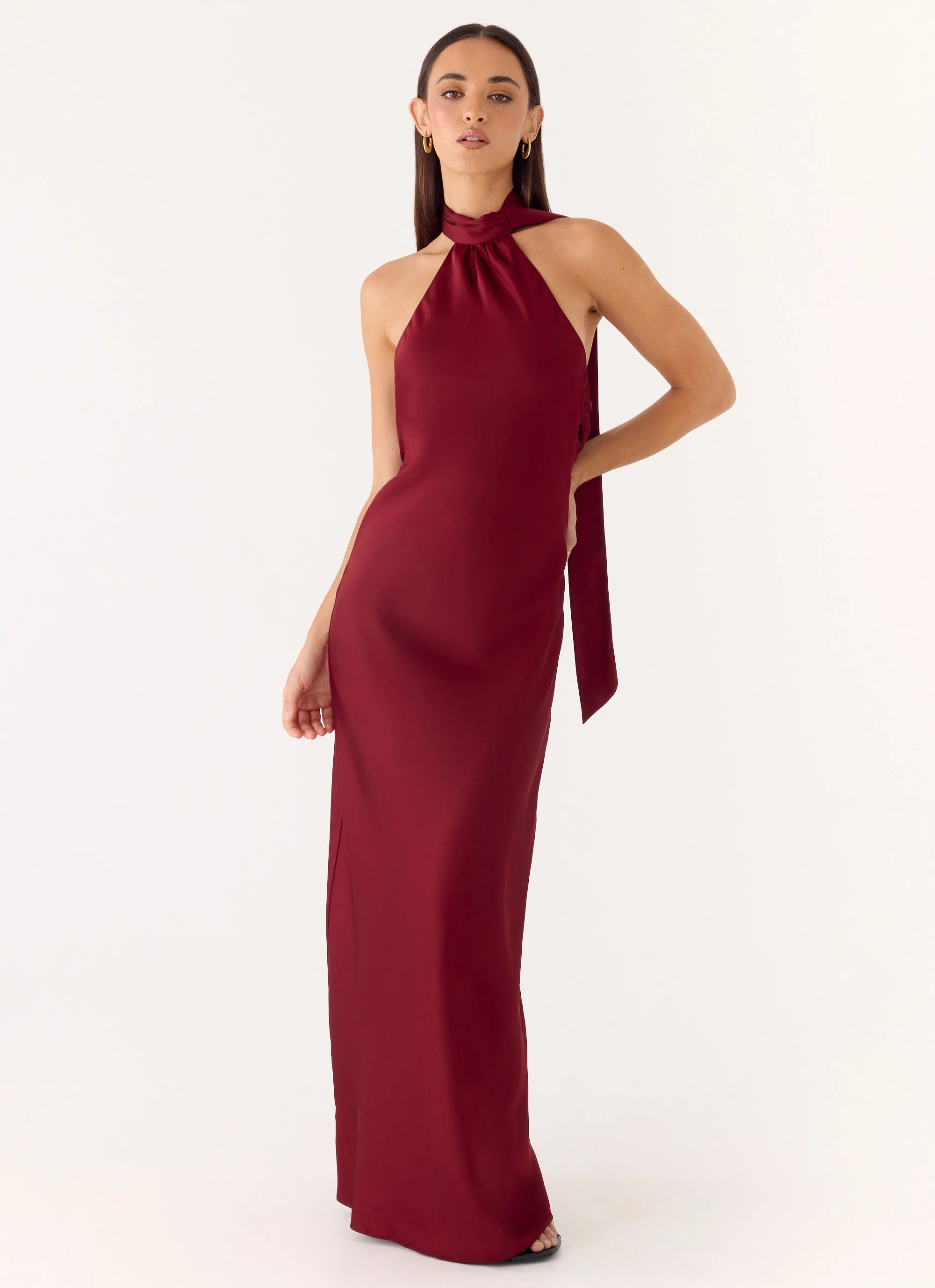 Keena Scarf Maxi Dress - Merlot