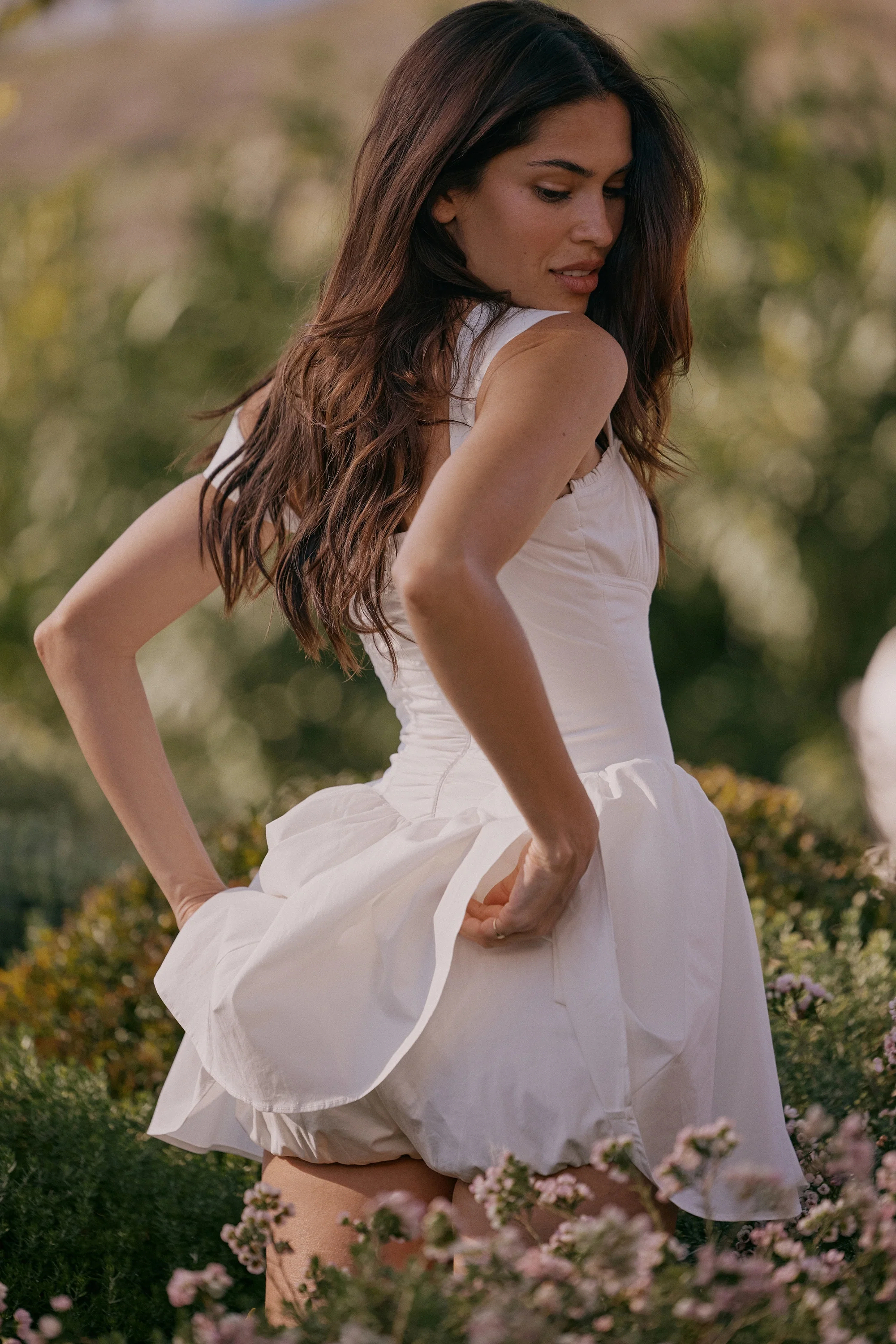 white cotton mini dress with bloomers