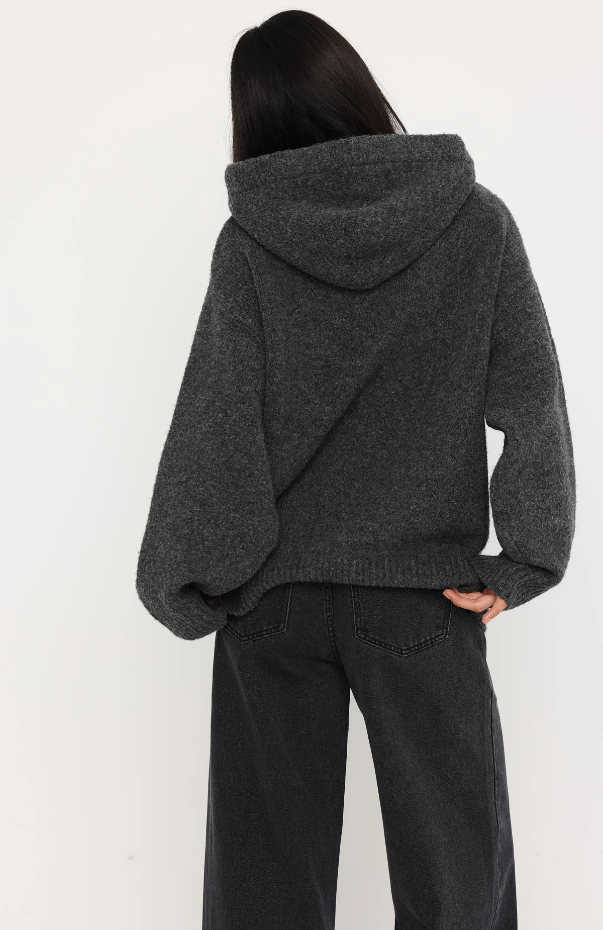 Benedita Hooded Knit Sweater Grey
