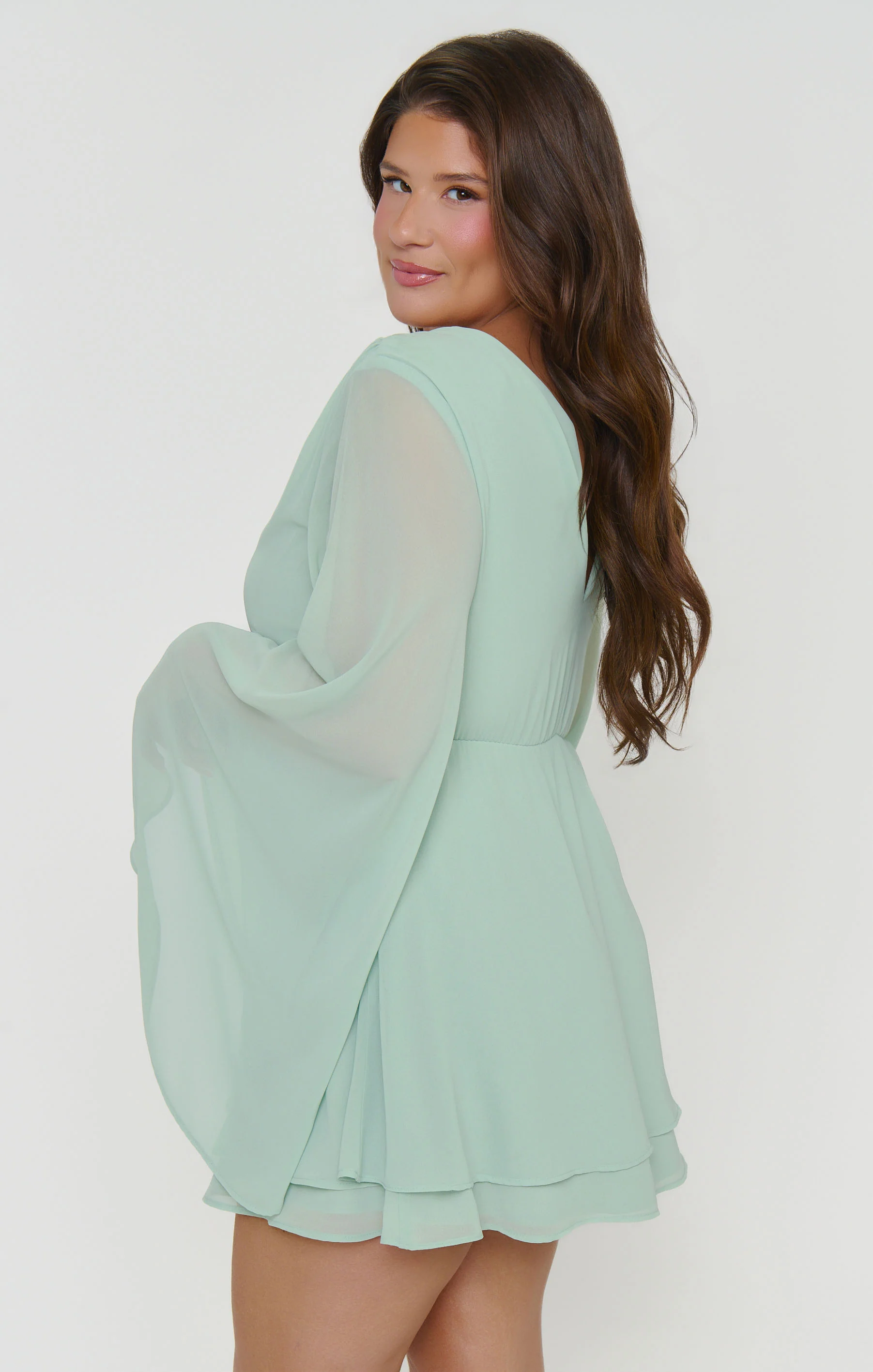 Robin Mini Dress ~ Sage Chiffon