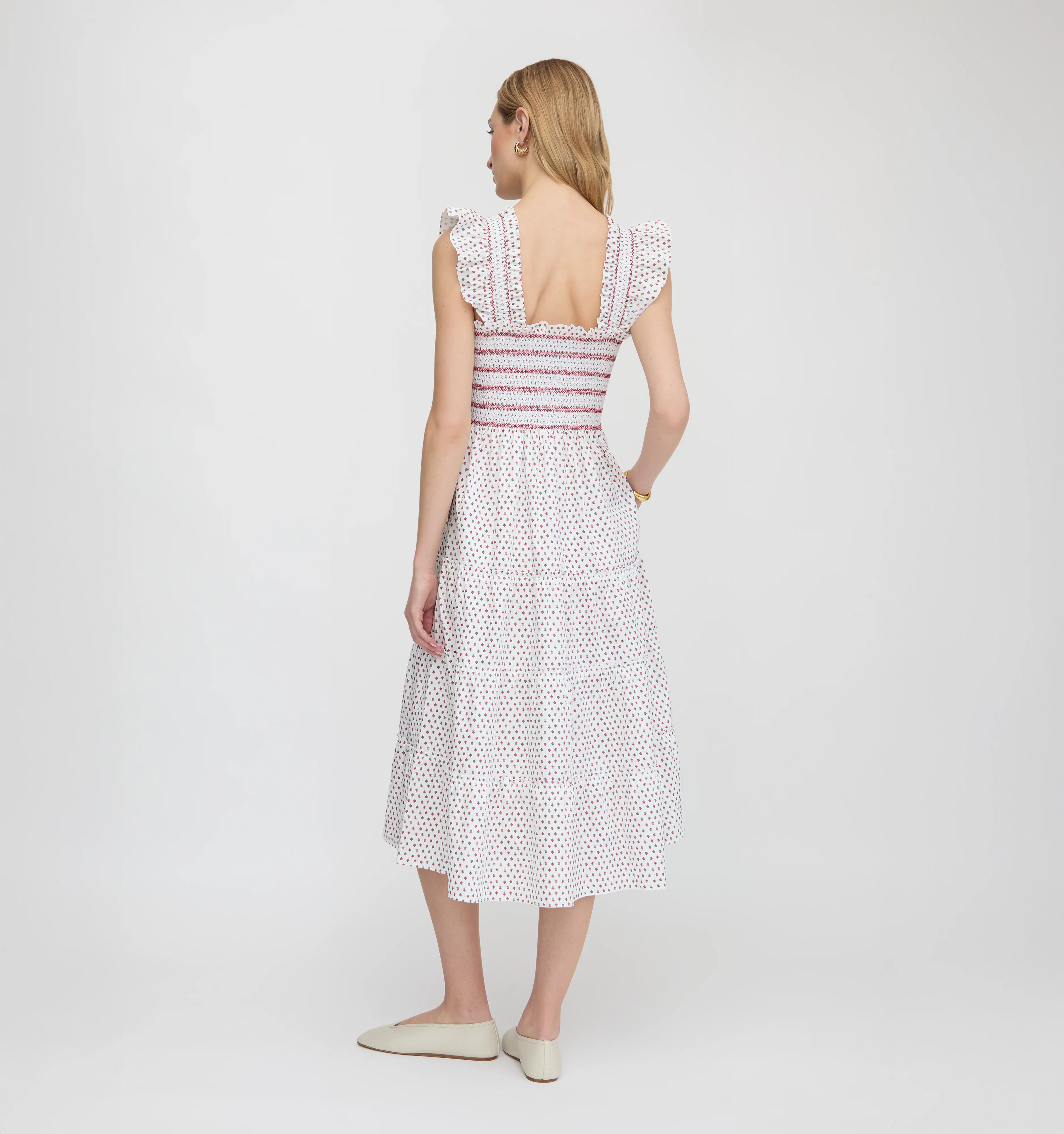 The Ellie Nap Dress - White Poppy Half Drop