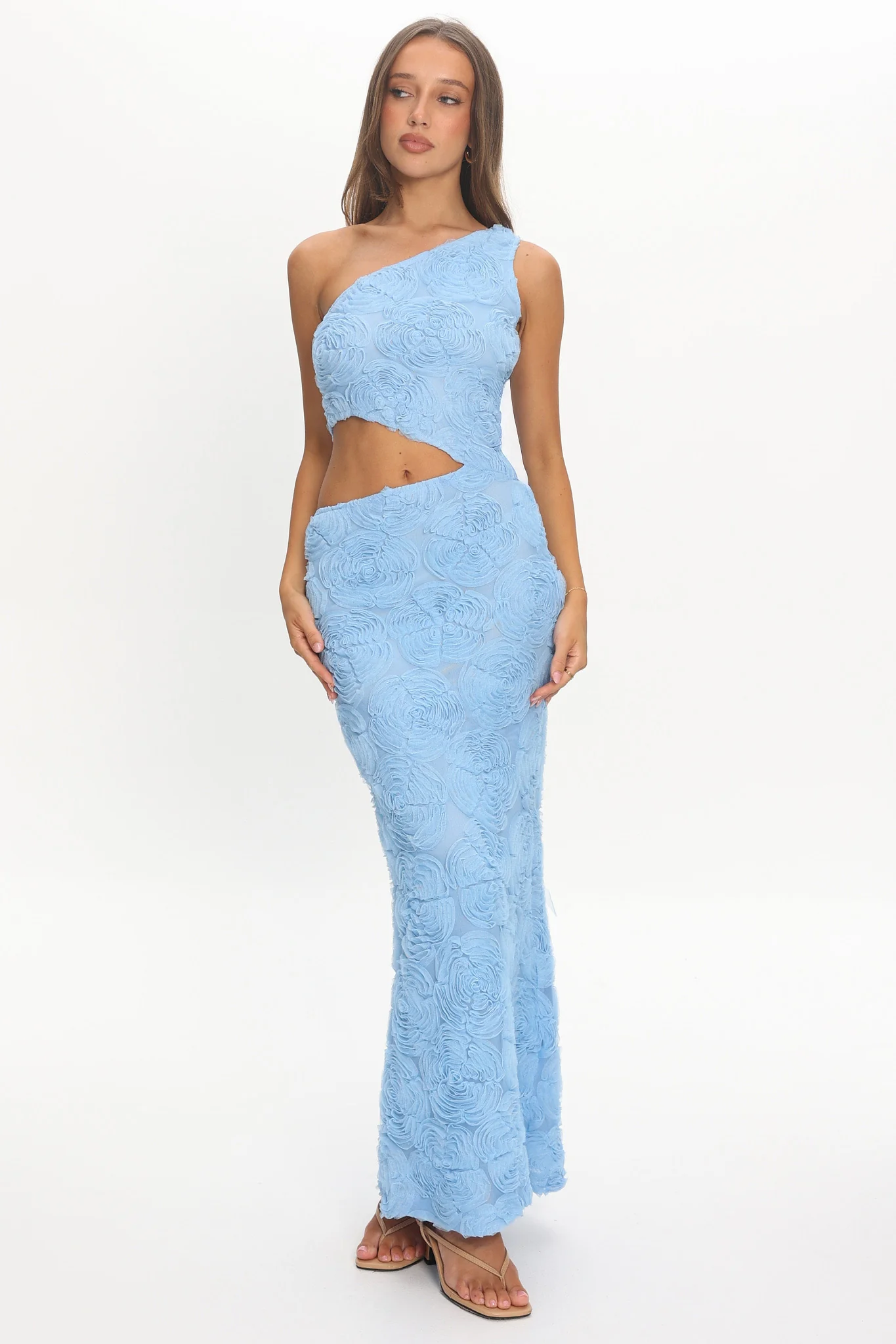 Goodnight Sweetheart Cut-Out Maxi Dress Embellished Blue