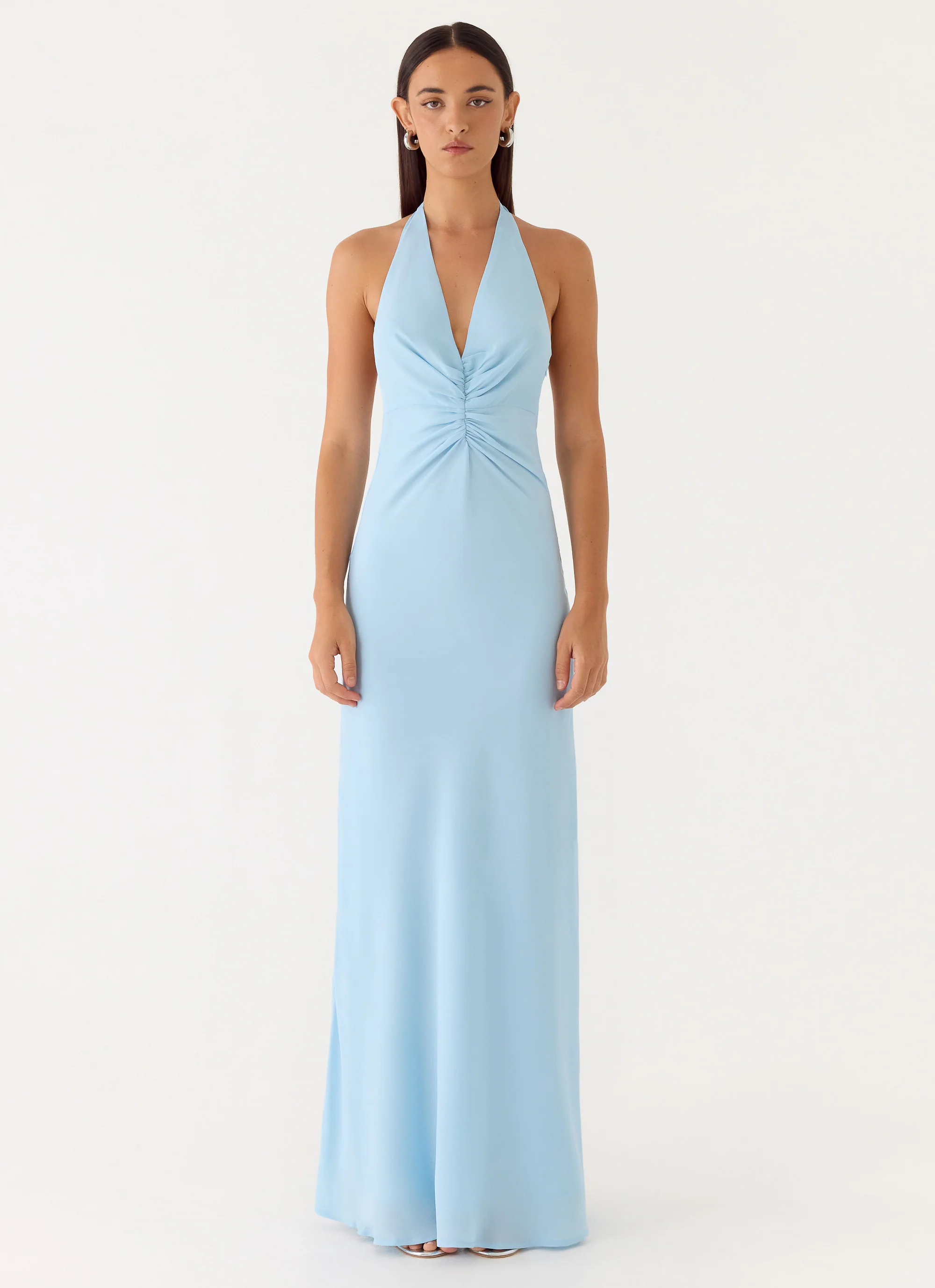 Sharpay Halter Maxi Dress - Pale Blue
