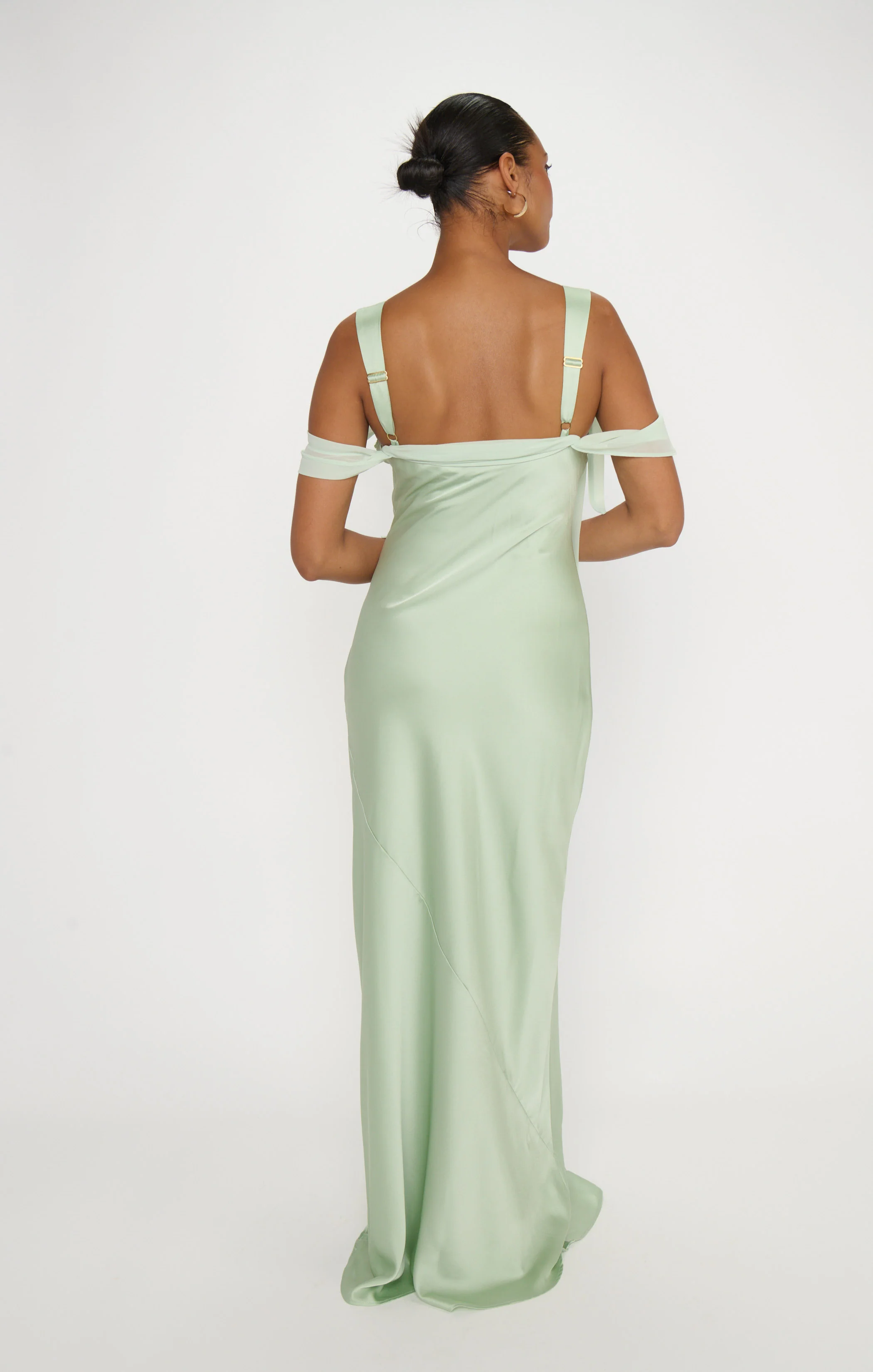 Bella Maxi Dress ~ Pistachio Luxe Satin