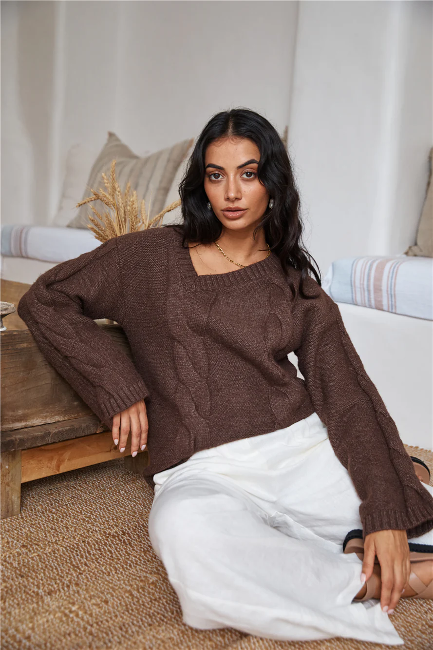 SNDYS Ana Cable Knit Jumper Mocha