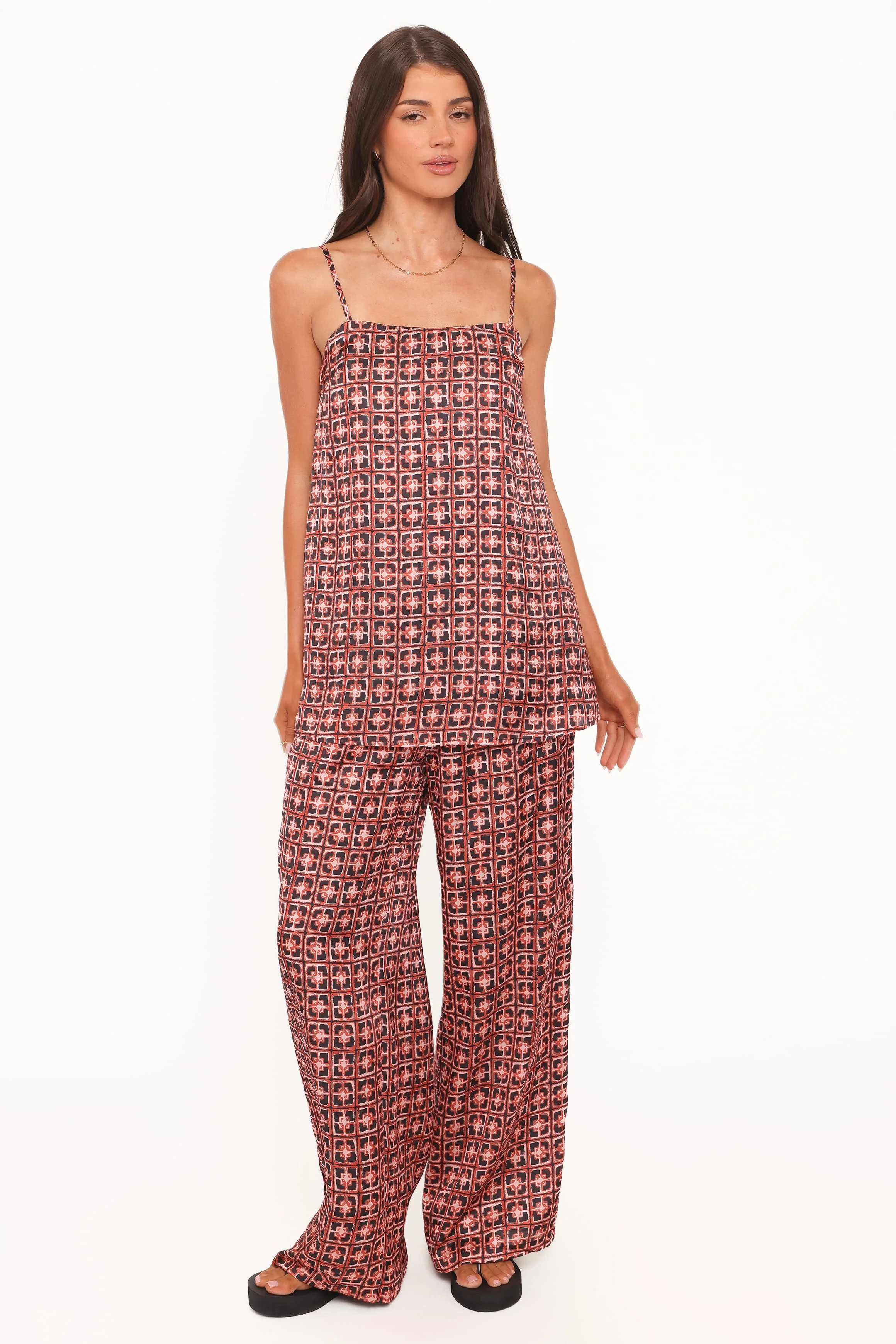 Lexi Top - Red Geometric