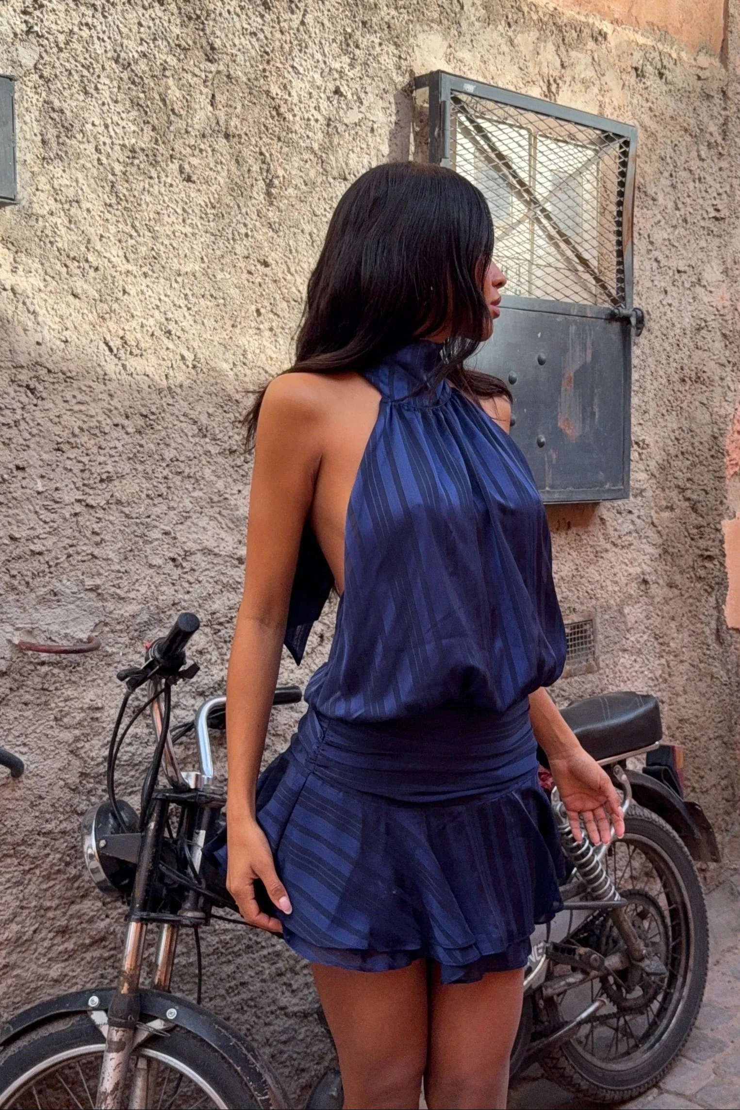 Striped Chiffon Mini Dress