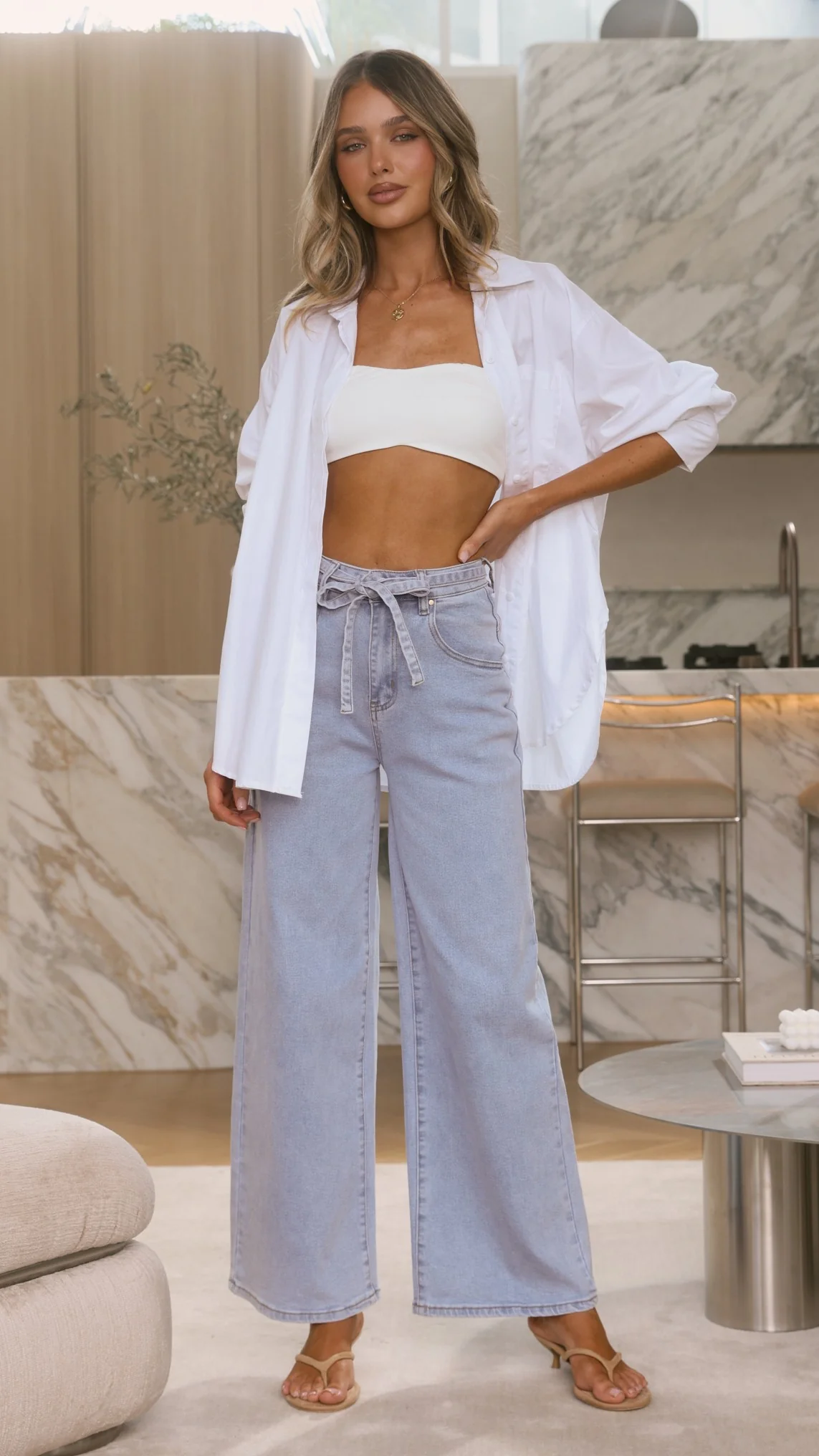 Nyra Wide Leg Jeans - Light Denim