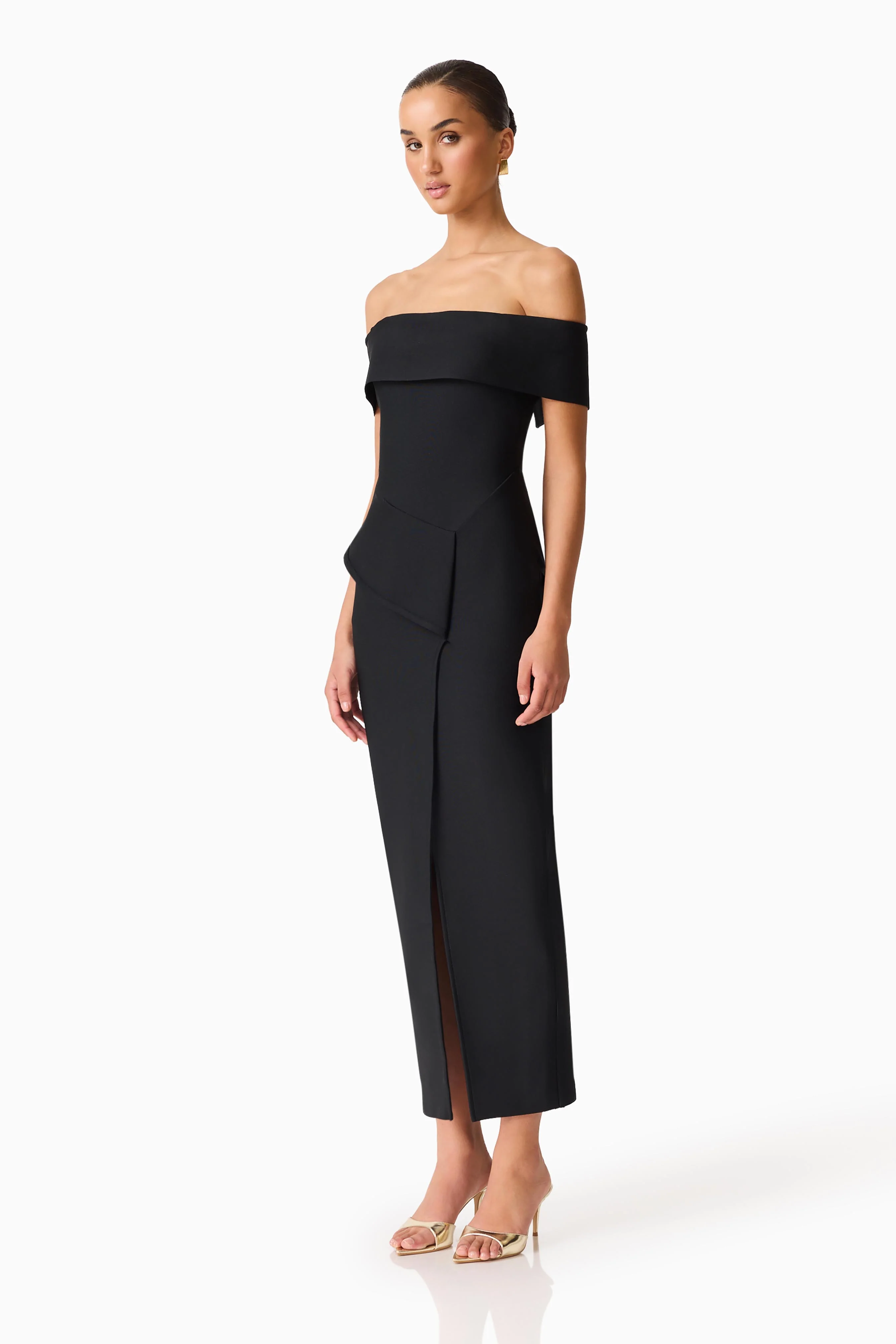 Celia Off The Shoulder Gown in Black
