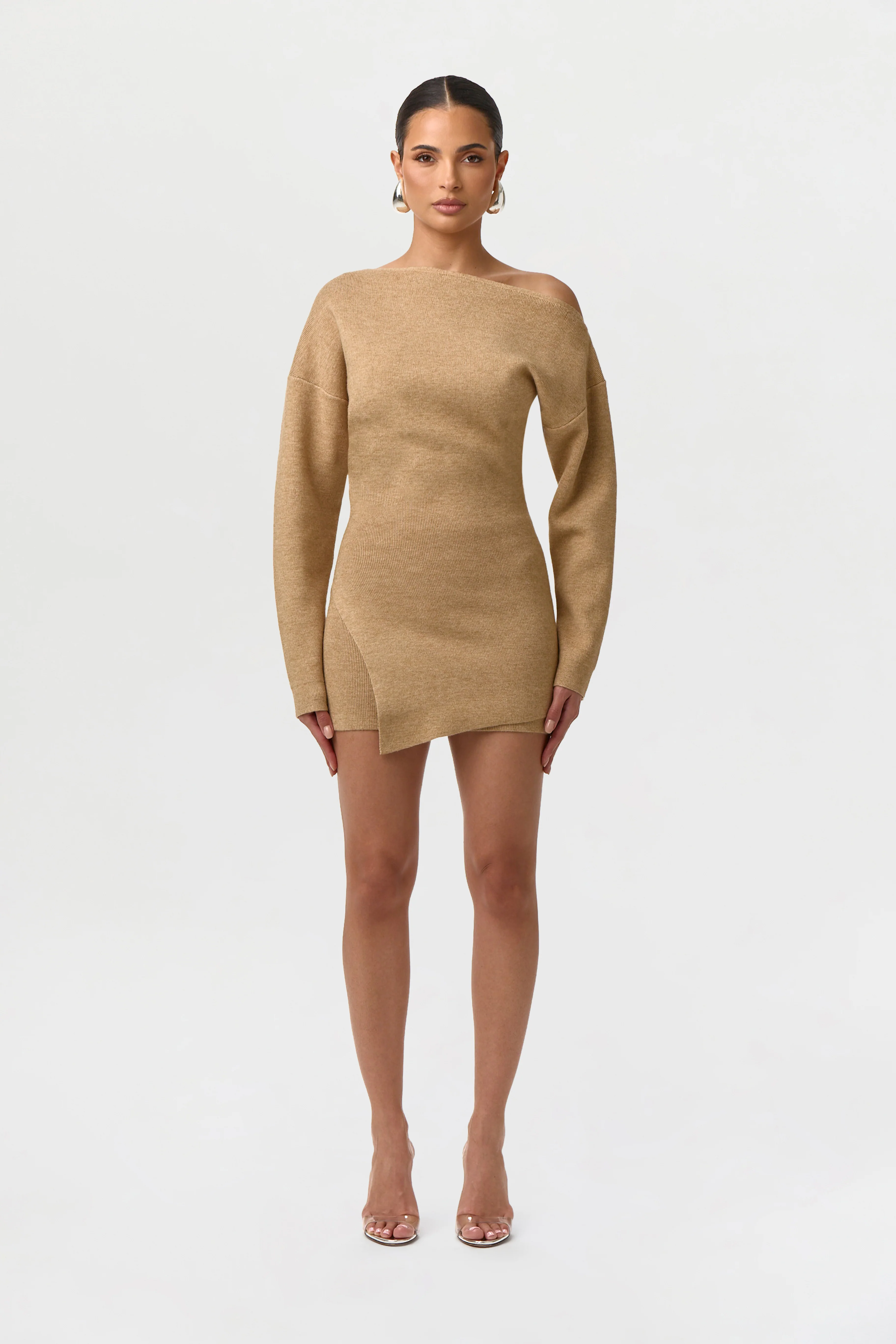 Knit Off-Shoulder Asymmetric Top