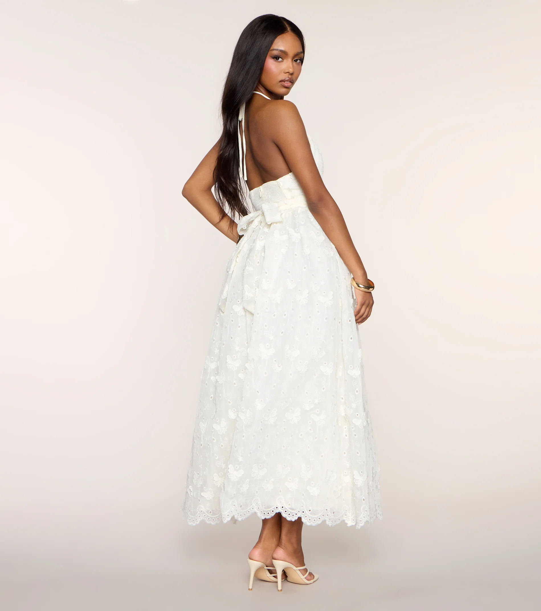 AJ Eyelet A-Line Midi Dress - luluinthesky
