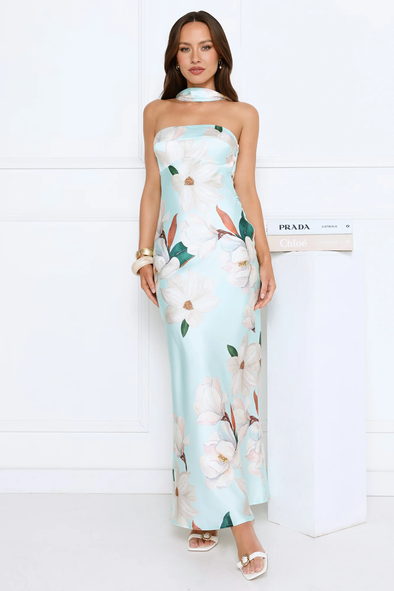 Softly Radiant Satin Maxi Dress Green