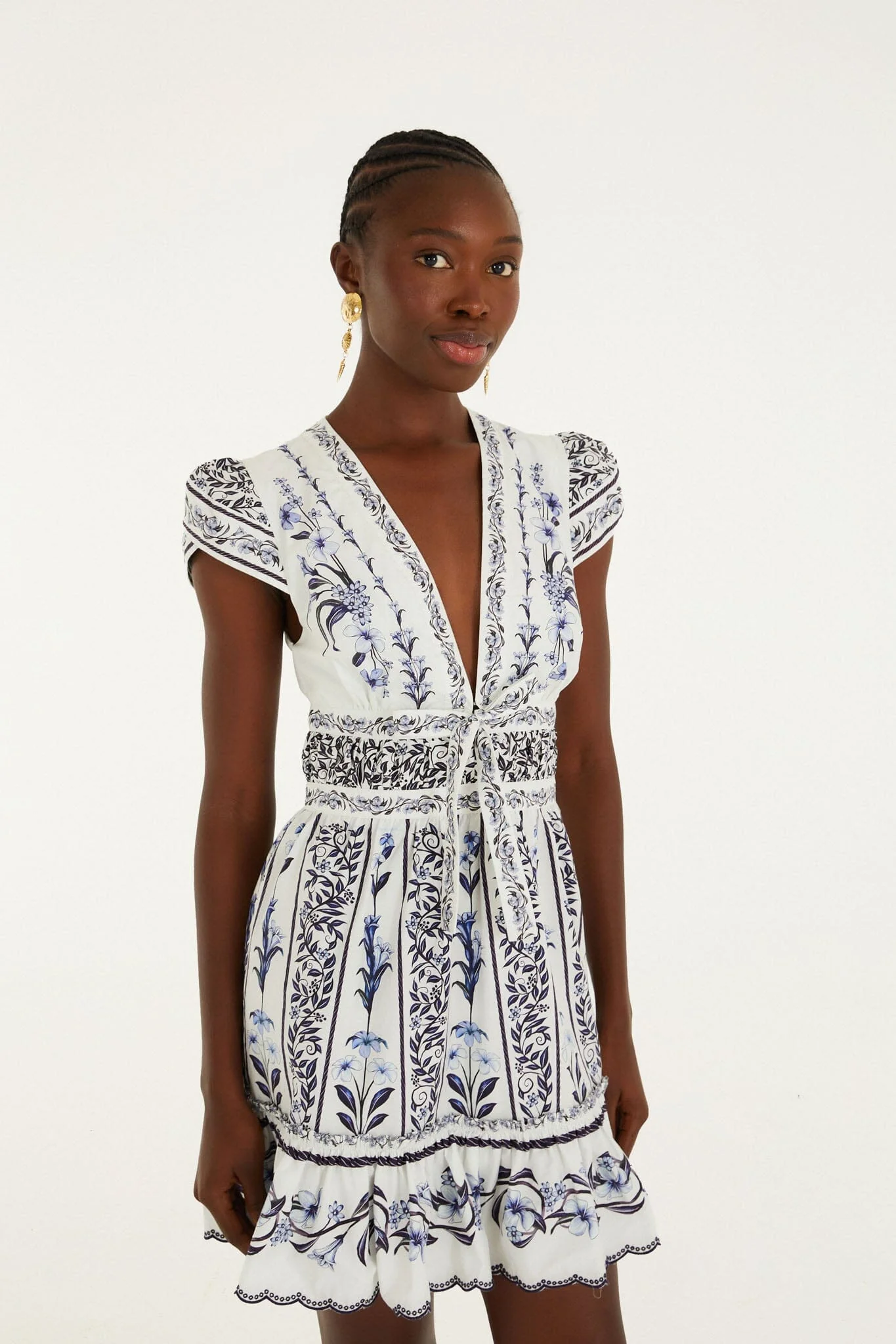 Off-White Flowers Arch Ruffled Mini Dress