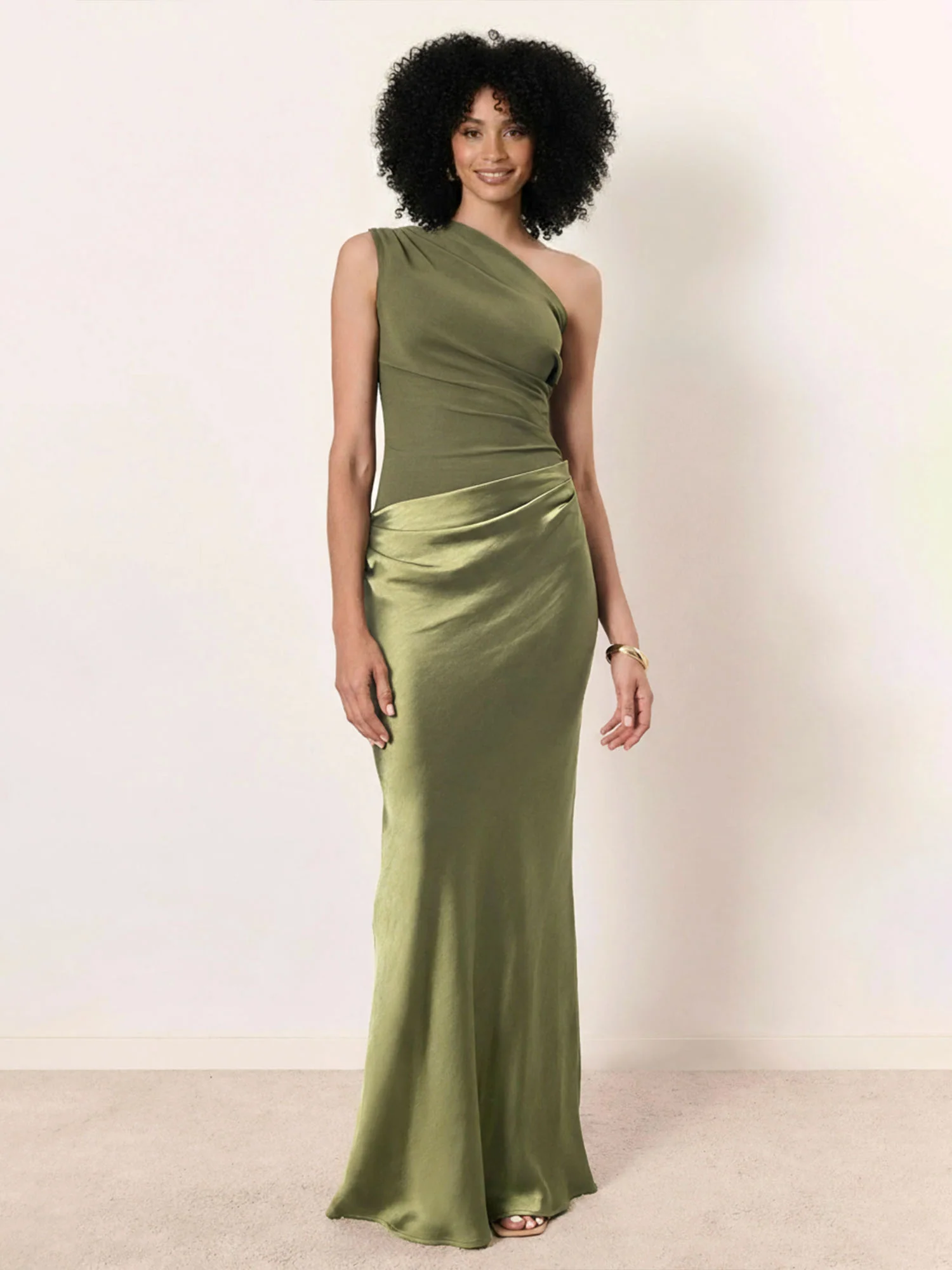 Green Bold Maxi Dress Party Elegance