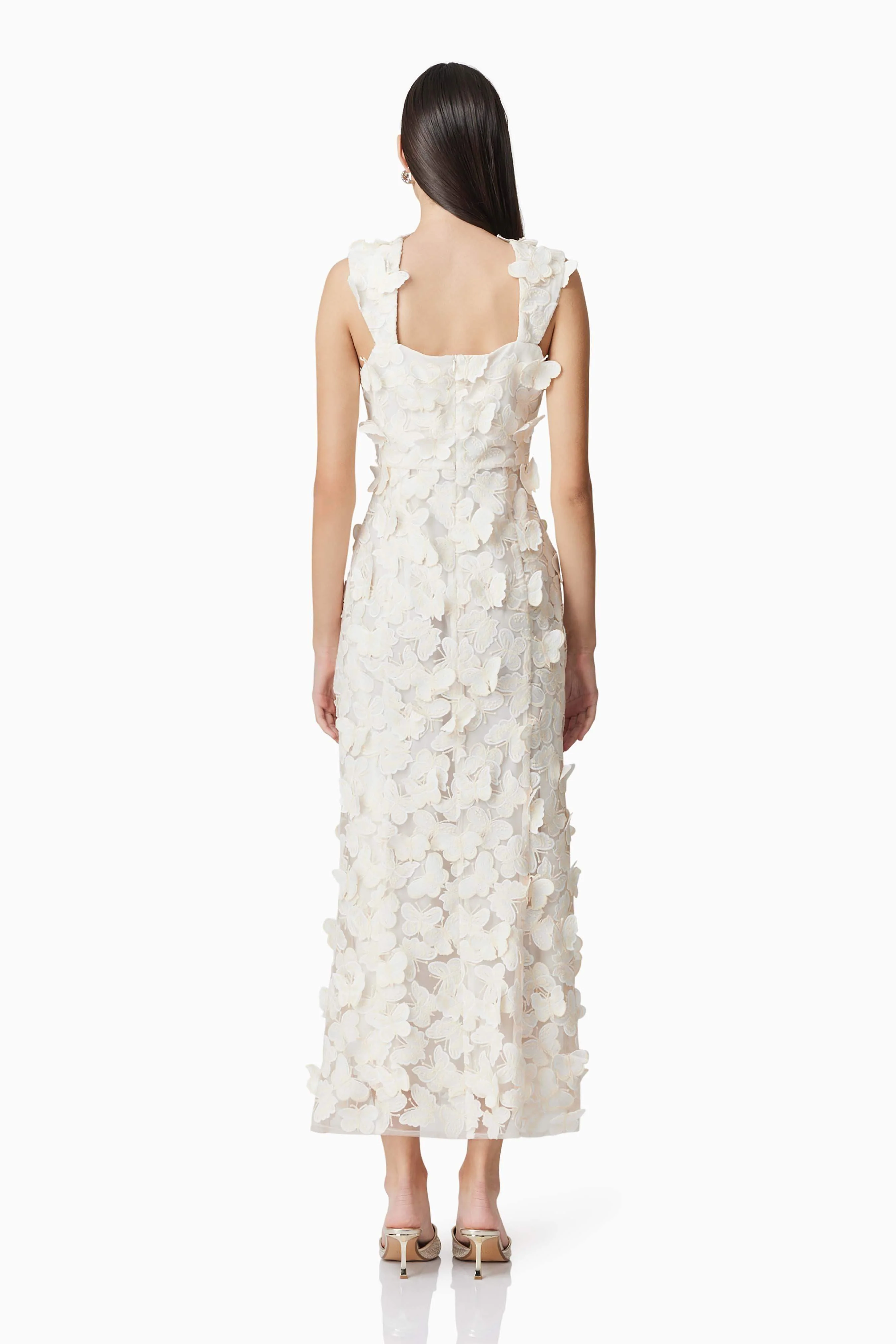 Scarlett Butterfly Midi Dress In White