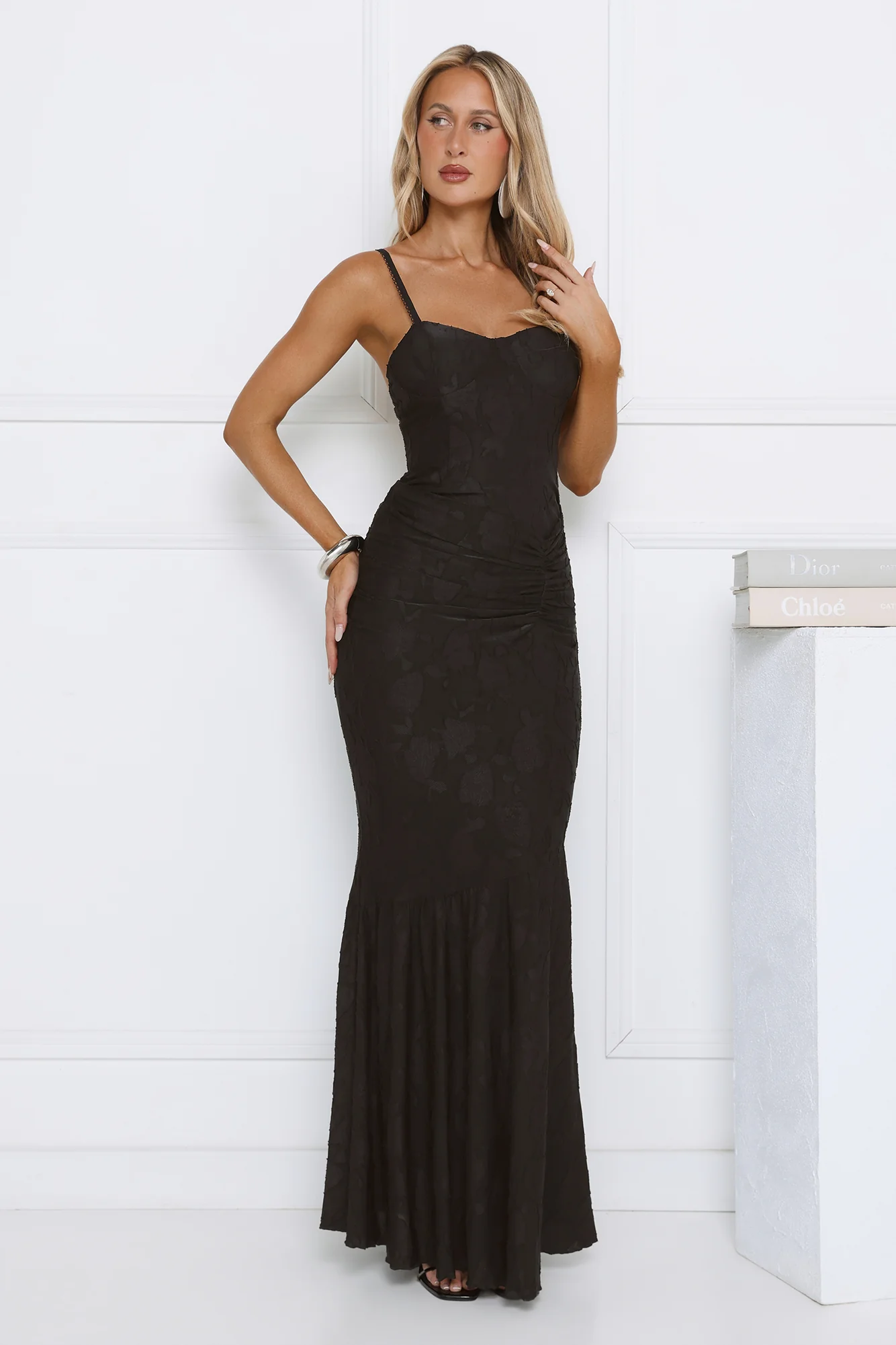 Sunset Gleam Maxi Dress Black