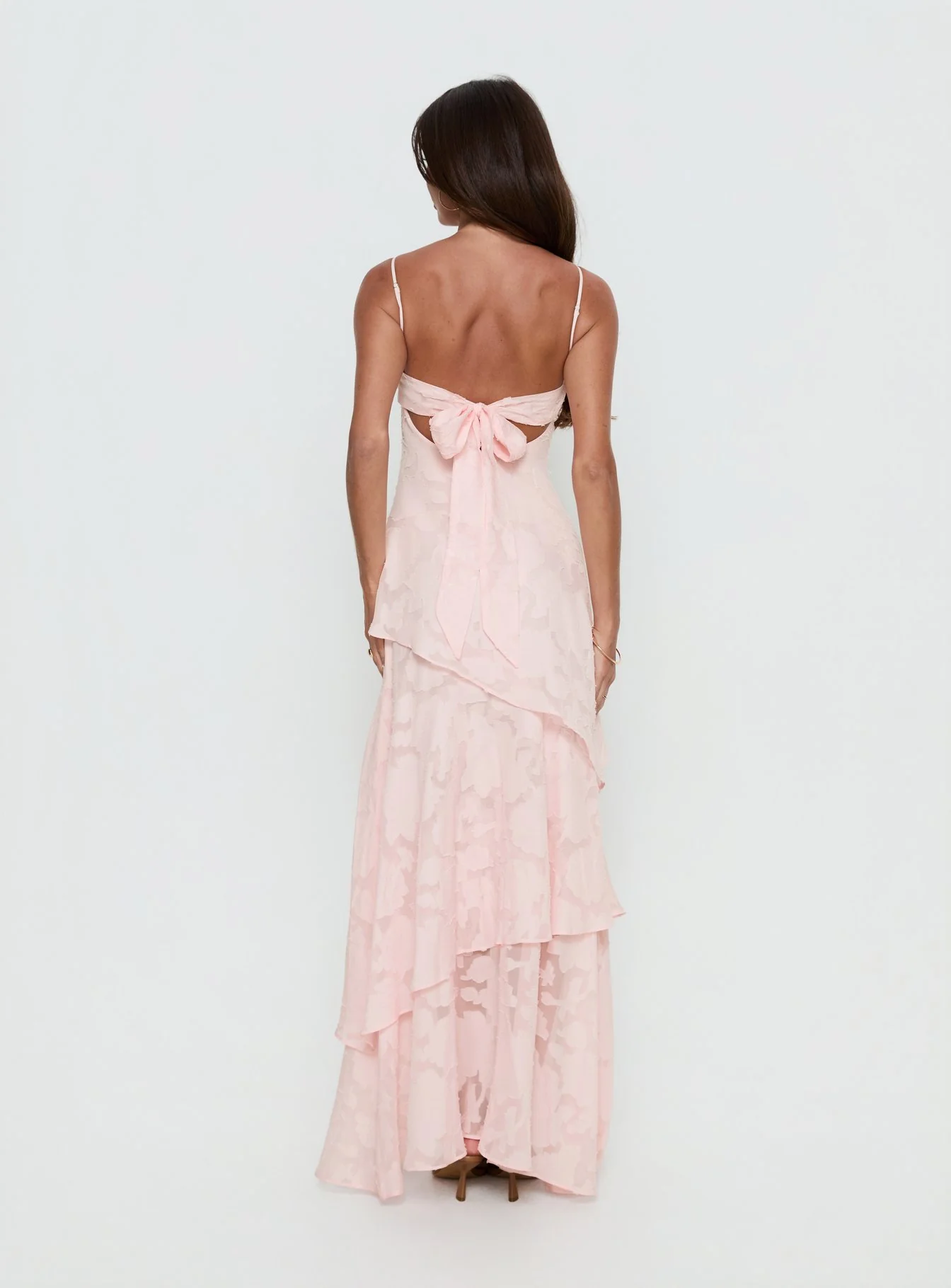 Lyricah Tiered Tie Back Maxi Dress Pink - luluinthesky