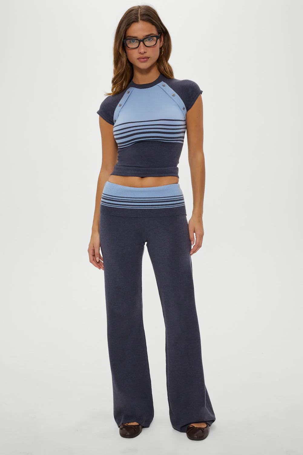 Shore Low Rise Knit Pants - Stone Stripe