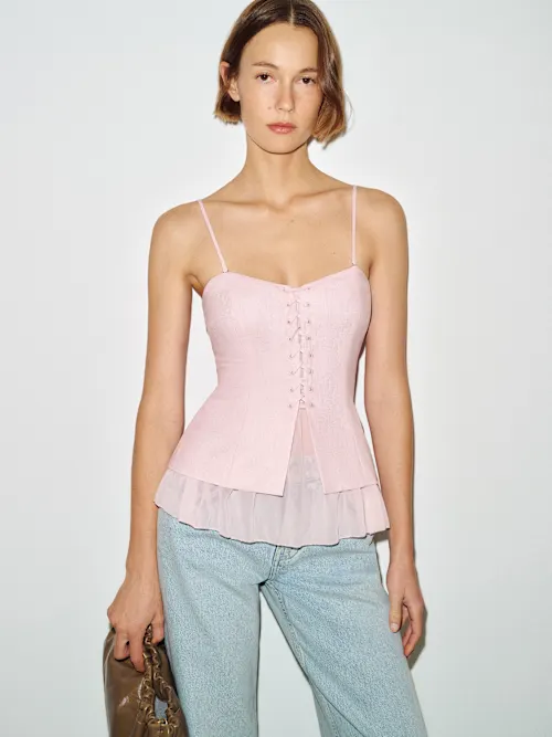 Colette Linen Top In Pink