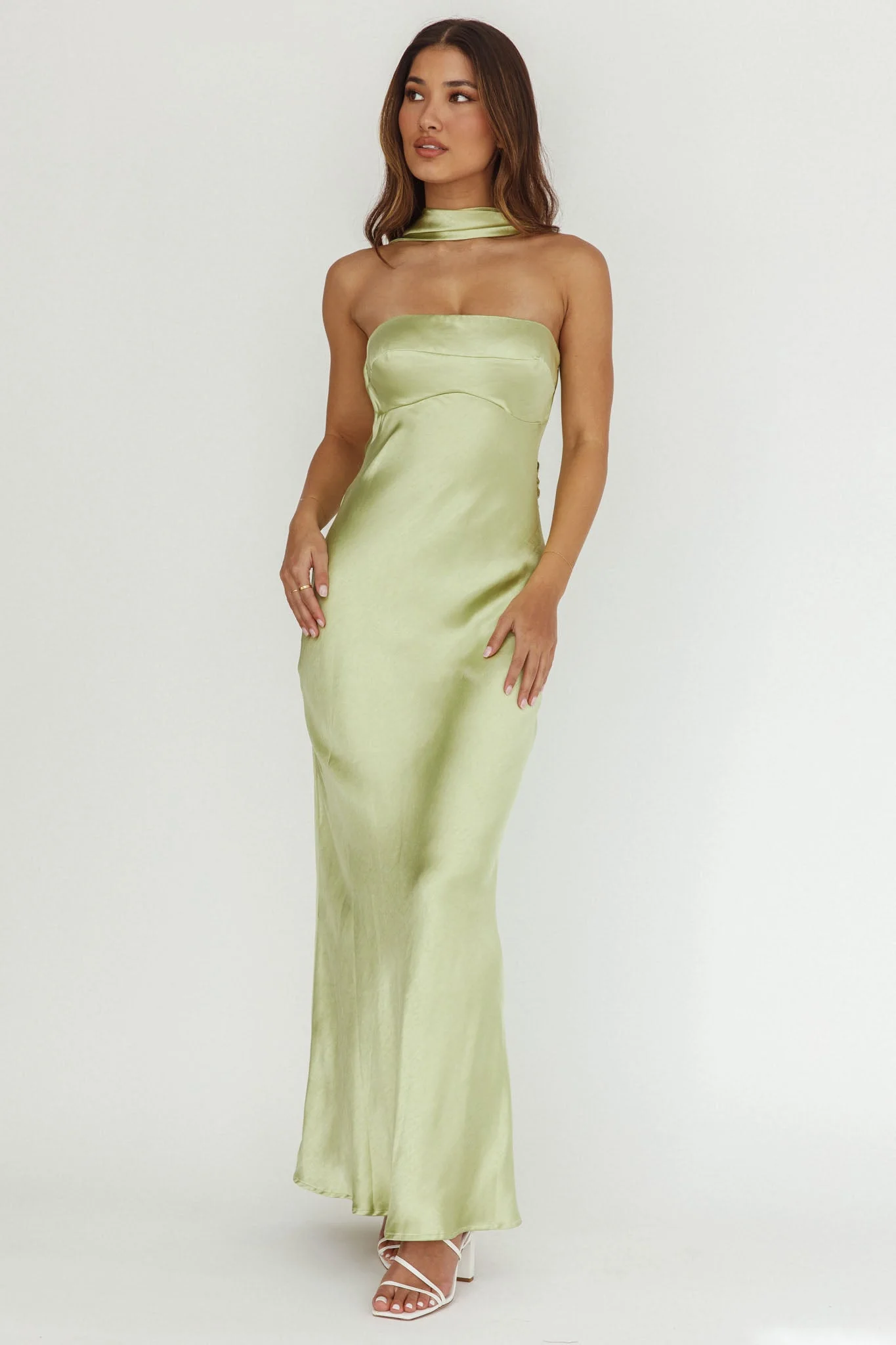 Damsel Reverse Halter Maxi Dress Pistachio