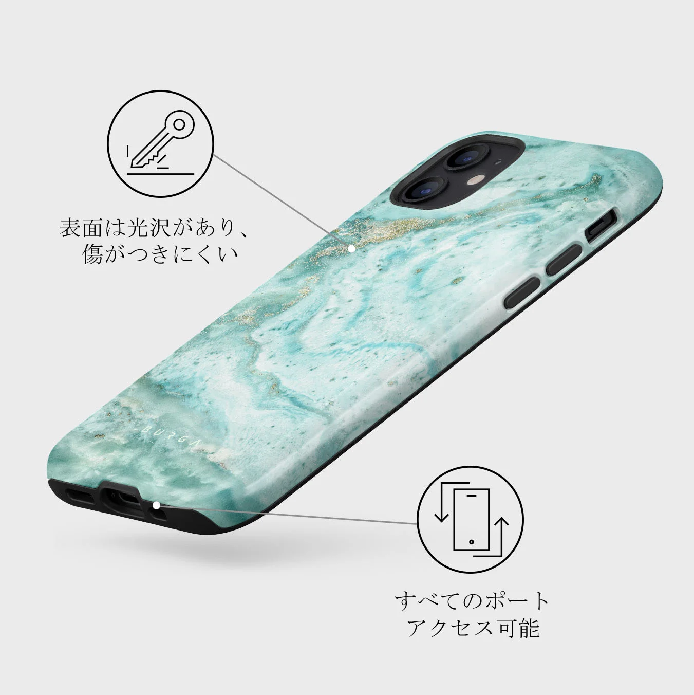 Uluwatu Waves - Teal iPhone 12 Mini ケース