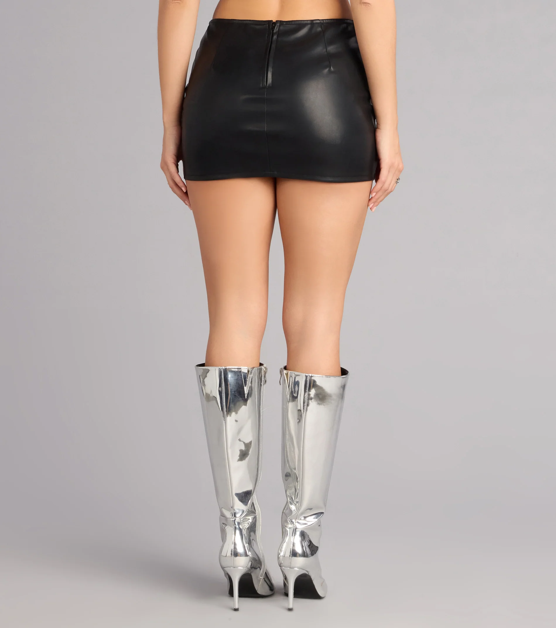 Confident Edge Belted Faux Leather Mini Skort