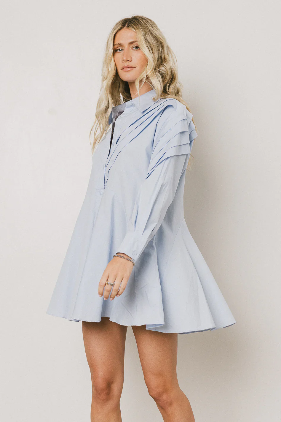 Juliet Collared Mini Dress in Blue