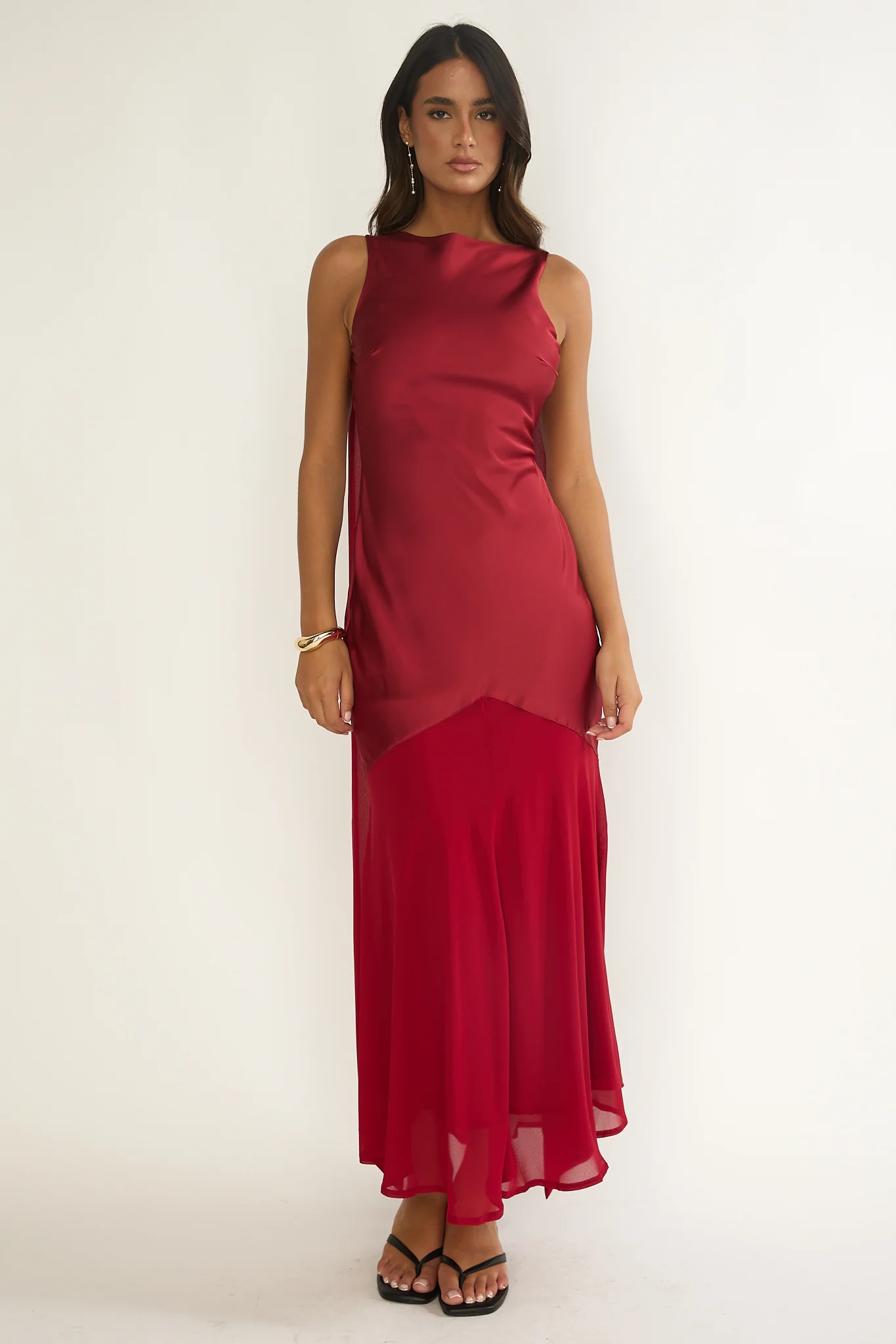 Veyla Shoulder Sash Maxi Dress Wine
