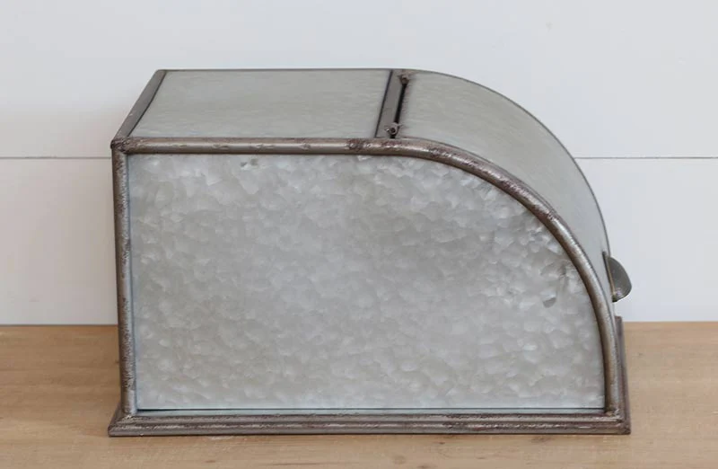 Large Galvanized Metal Bread Box