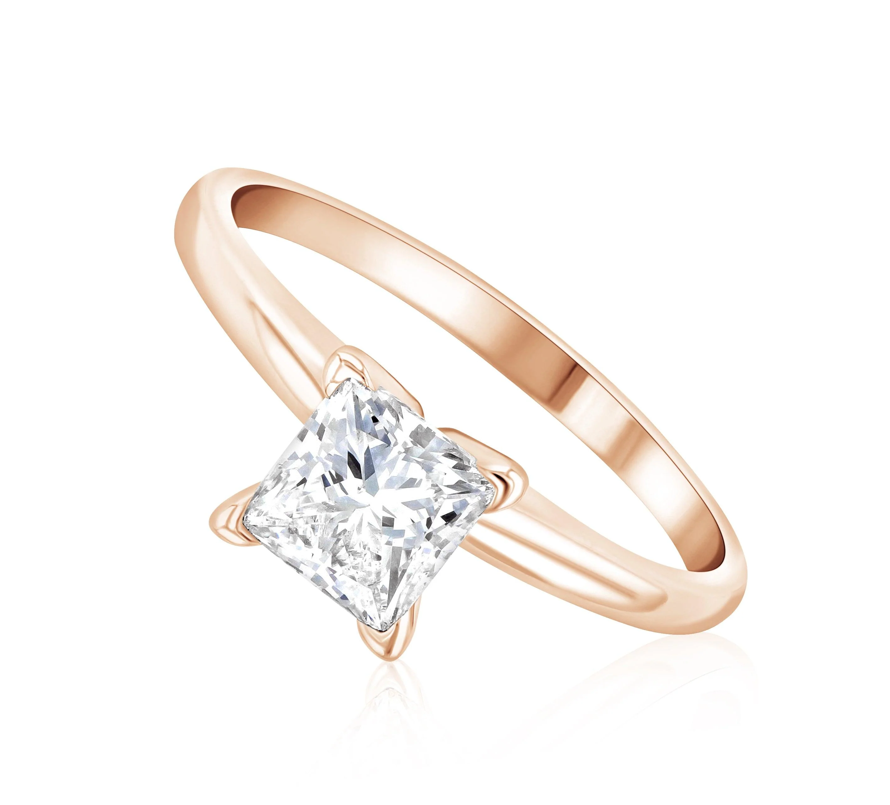 Princess Cut Diamond Solitaire Engagement Ring L3026 - lemrro