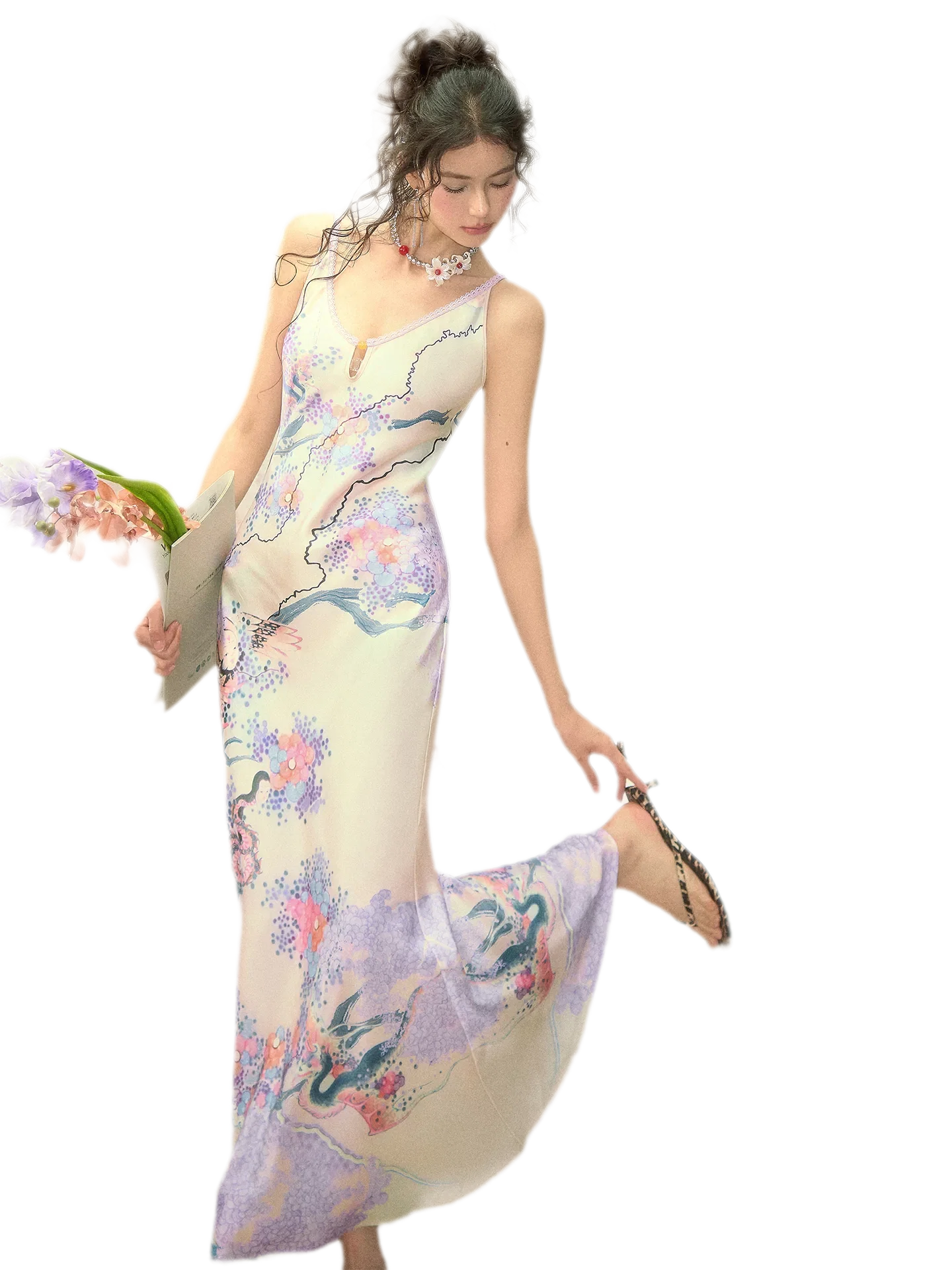 Satin Fishtail Slip Dress