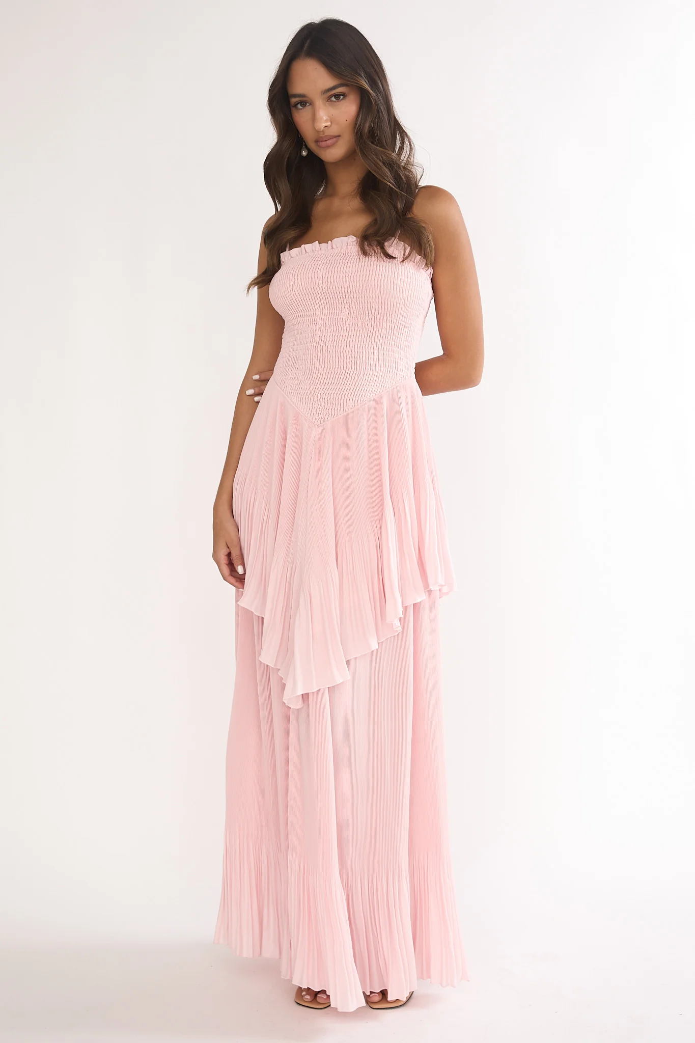 Delin Smocked Layered Maxi Dress Blush