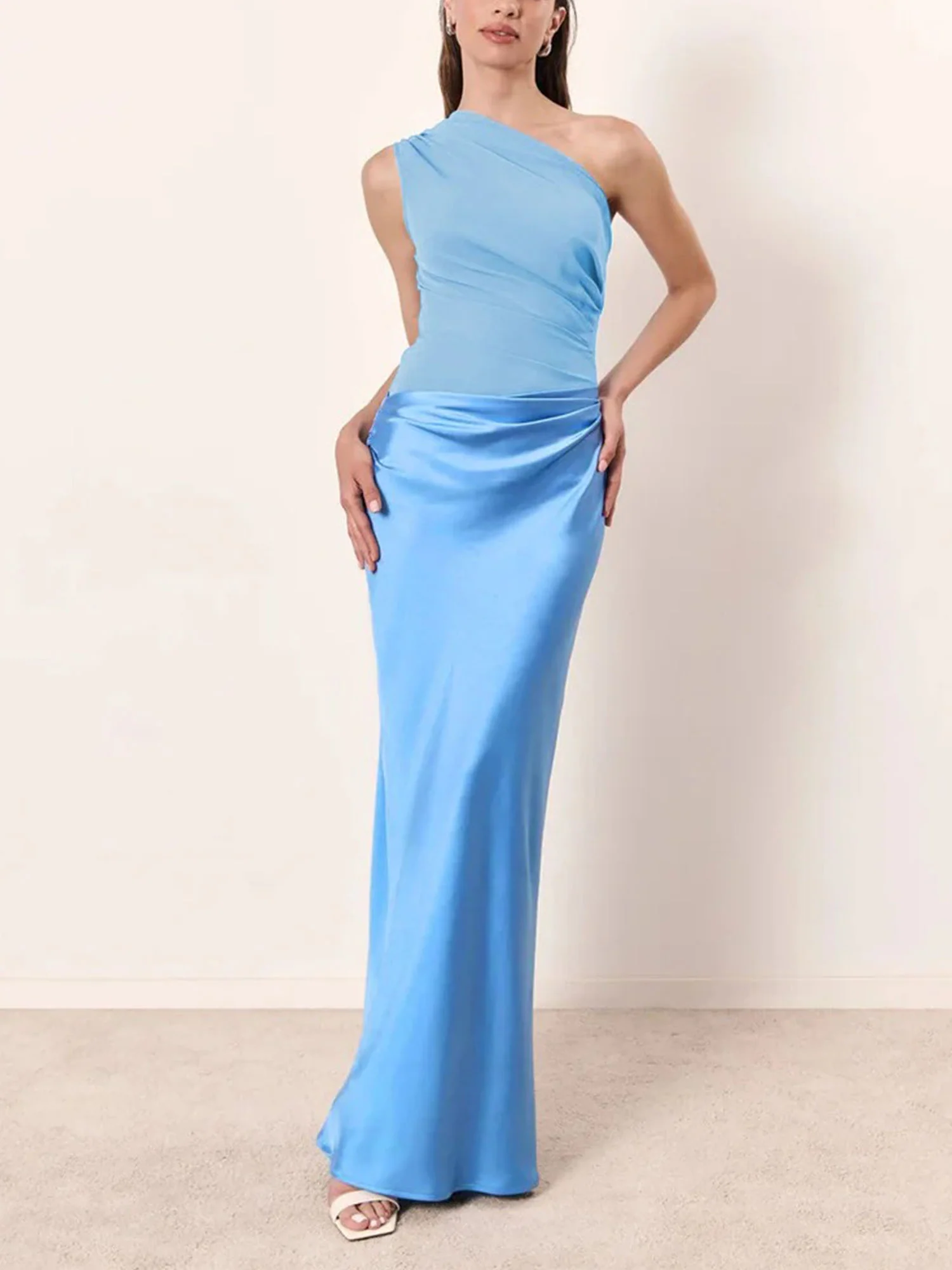 Blue Bold Maxi Dress Party Elegance