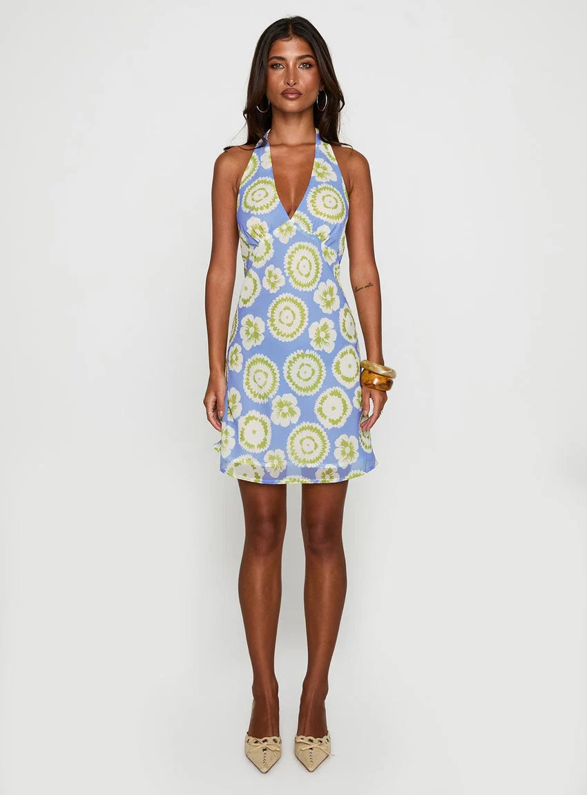 Neelia Mini Dress Blue / Yellow - luluinthesky