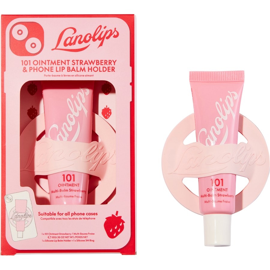 Lanolips Balsam do ust 101 Ointment Strawberry & Phone Lip Balm Holder