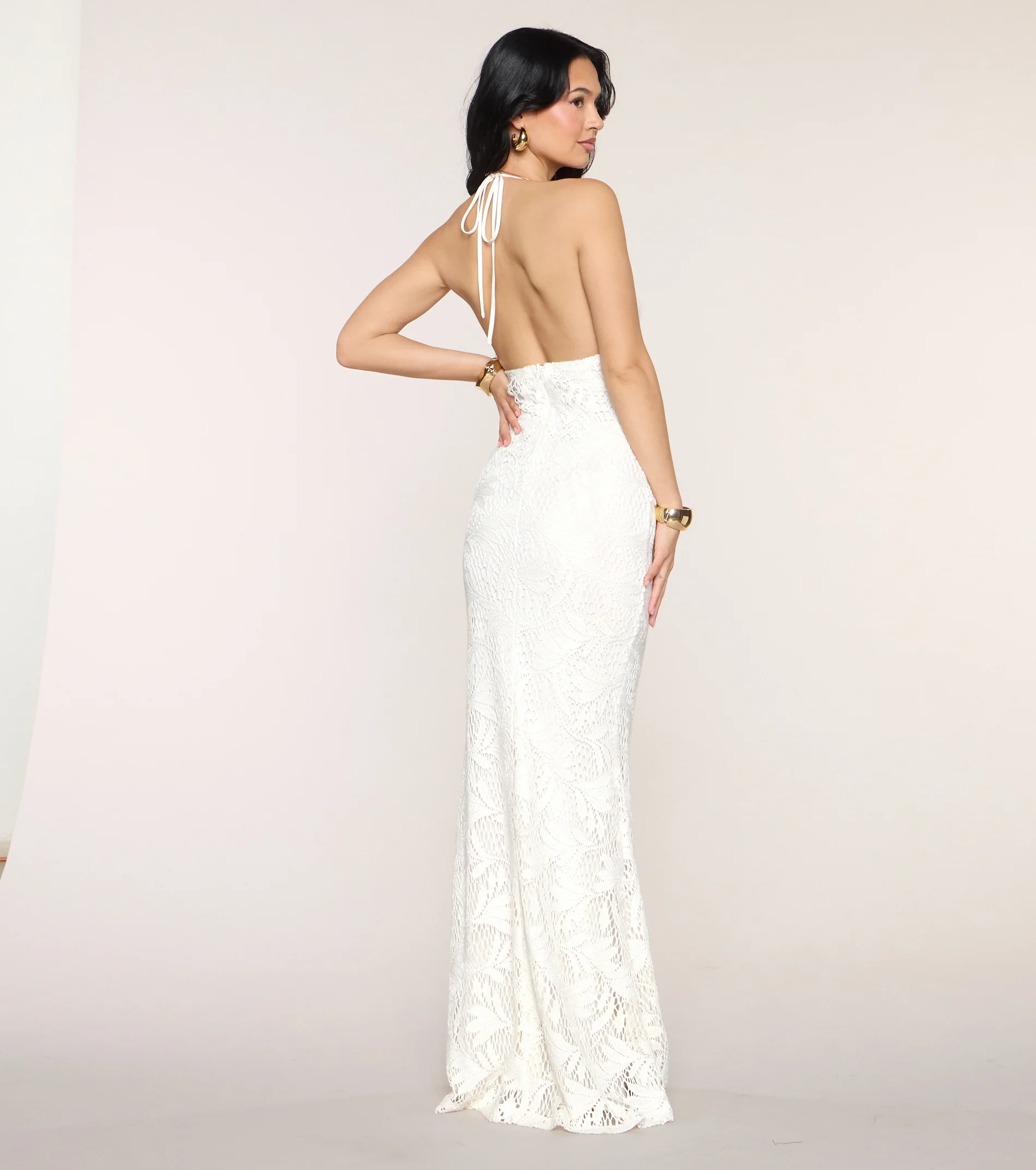Holly Crochet Halter Mermaid Formal Dress