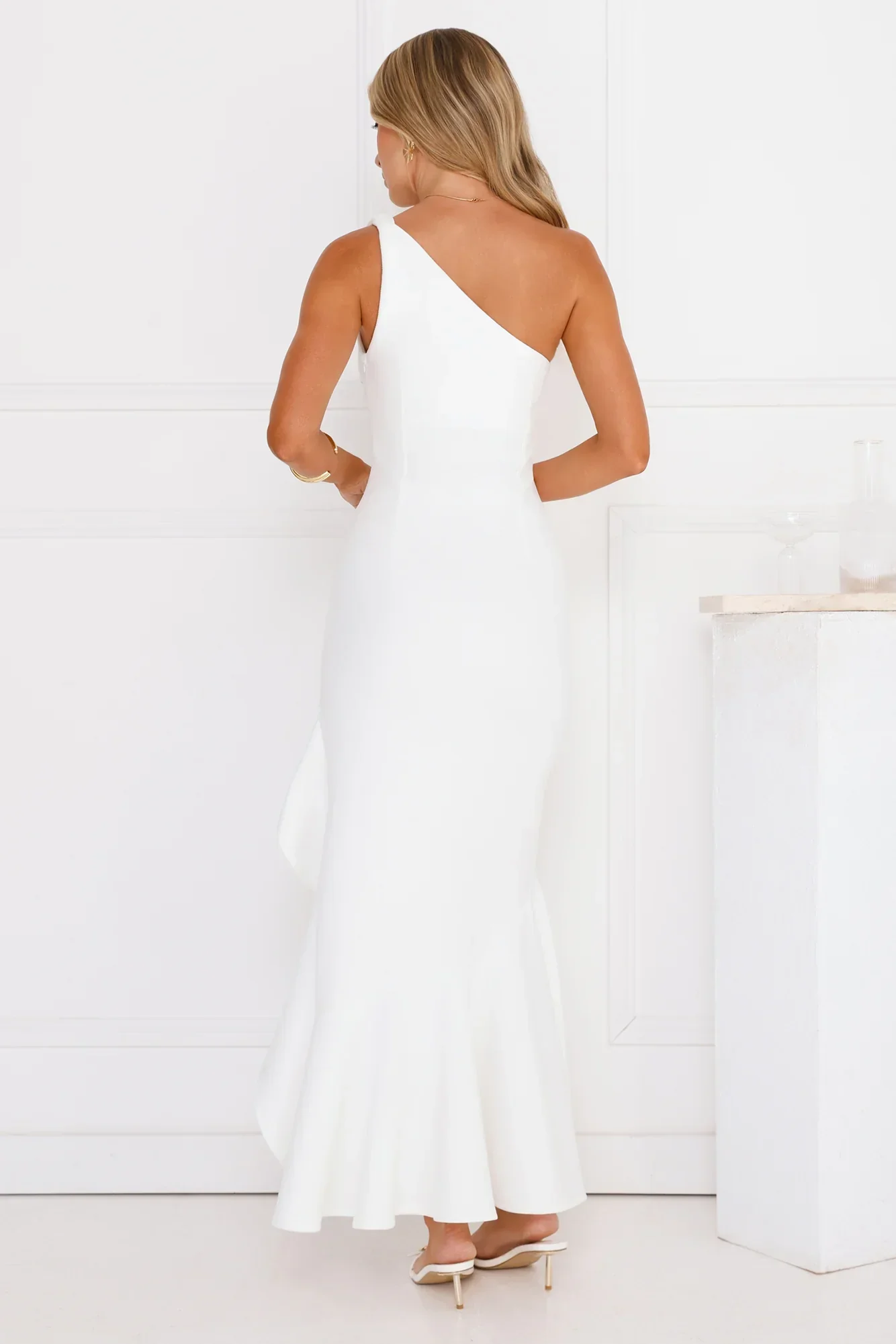 Go To Girl One Shoulder Maxi Dress White - luluinthesky
