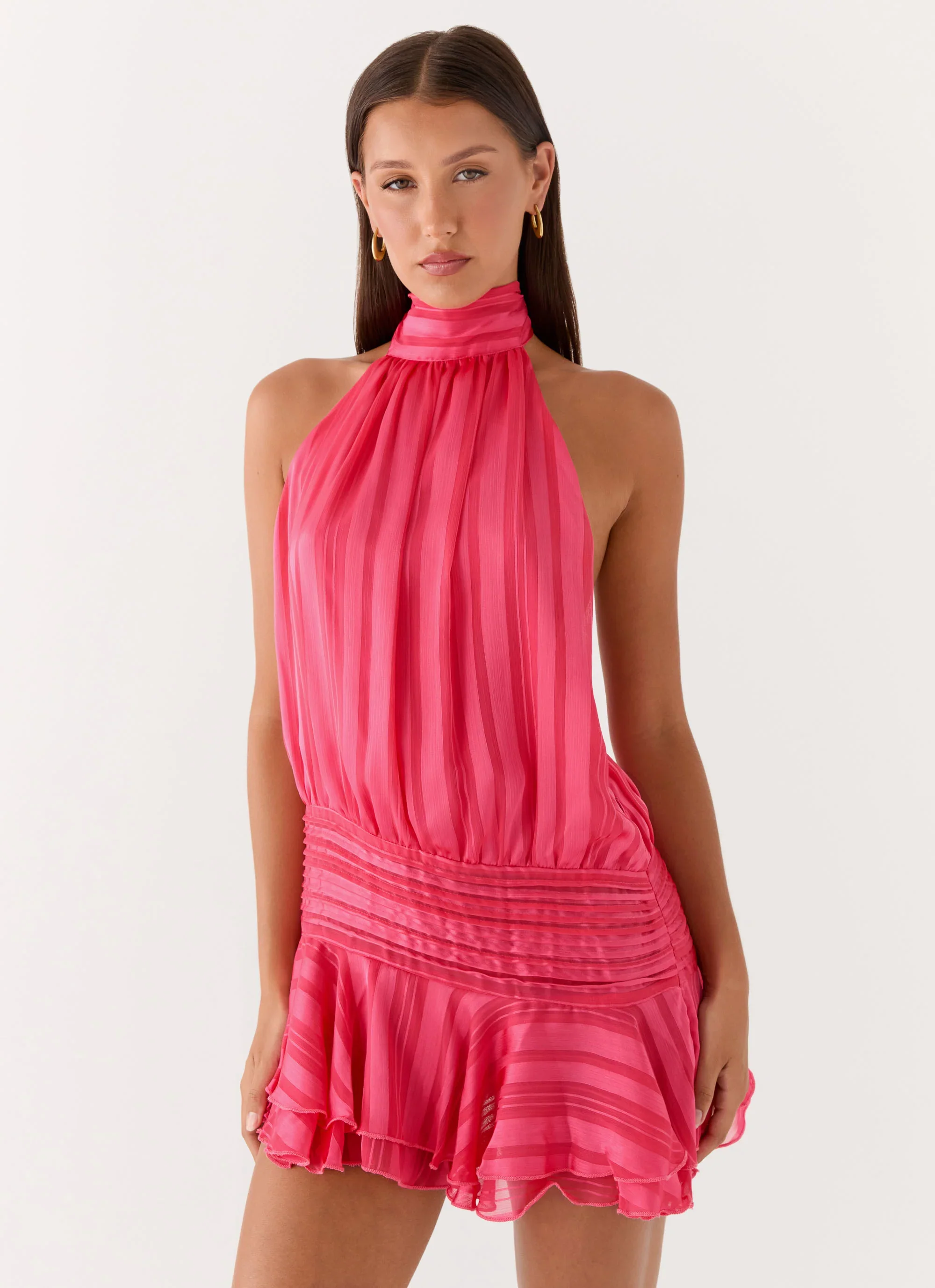 Willow Chiffon Mini Dress - Fuchsia