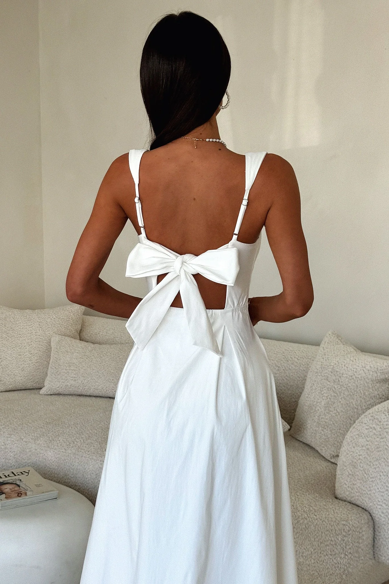 Chantelle Square Neck Midi Dress - White - luluinthesky