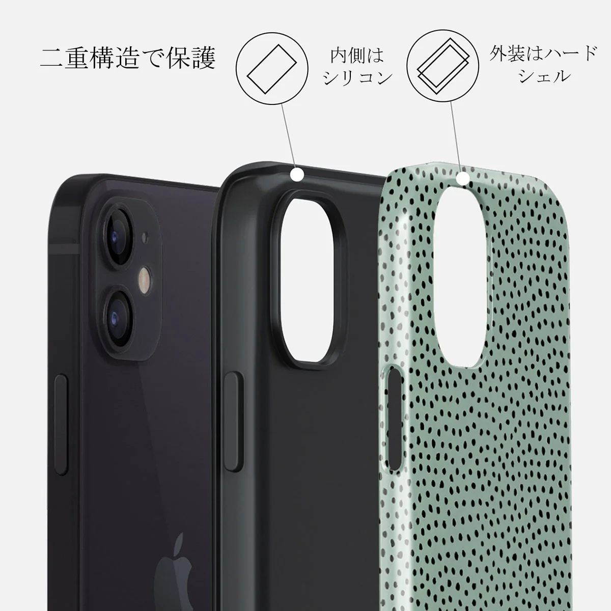 Mint Gelato - Dots iPhone 12 ケース