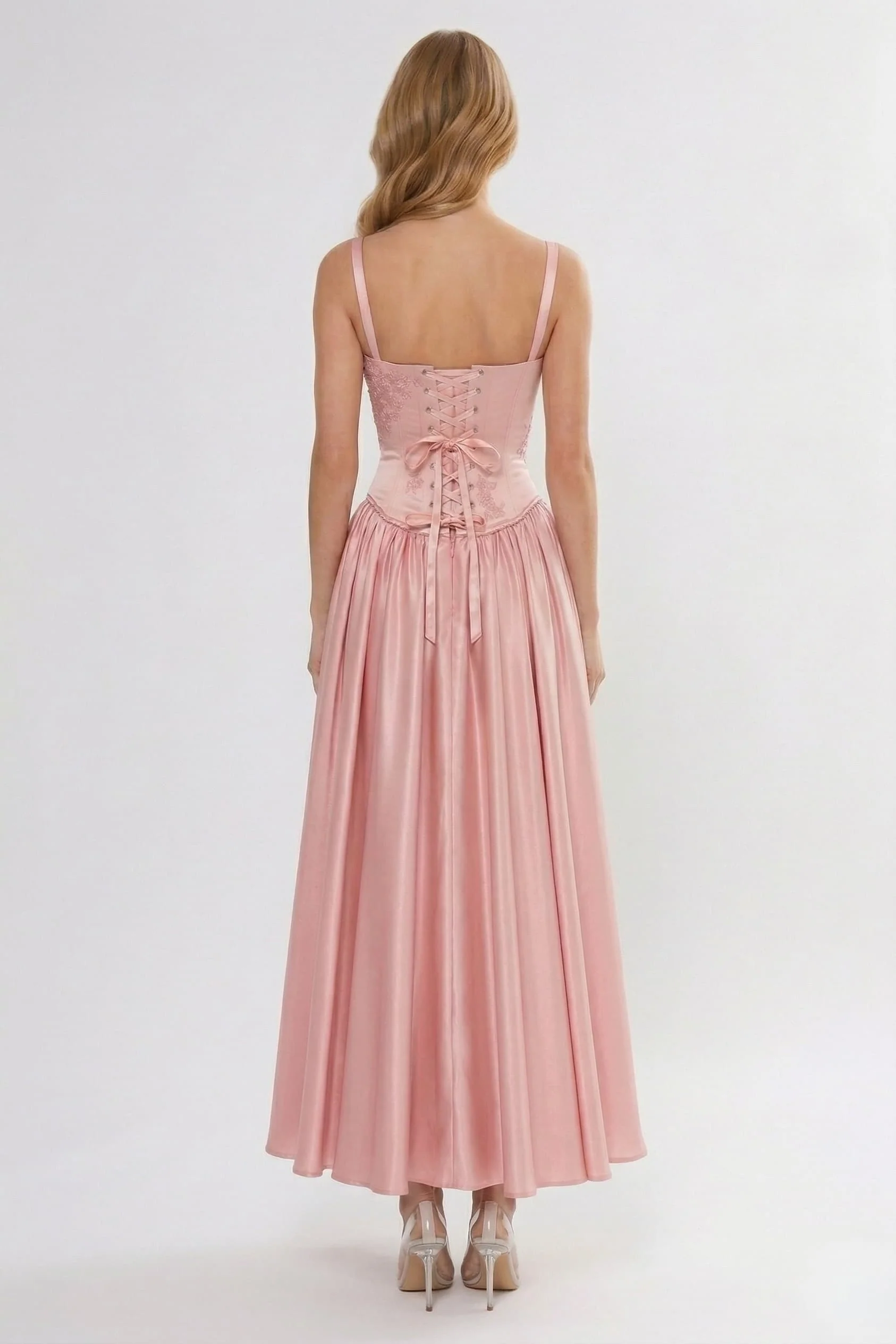 A-Line Ankle Length Soft Satin Wedding Guest Dress CG0311
