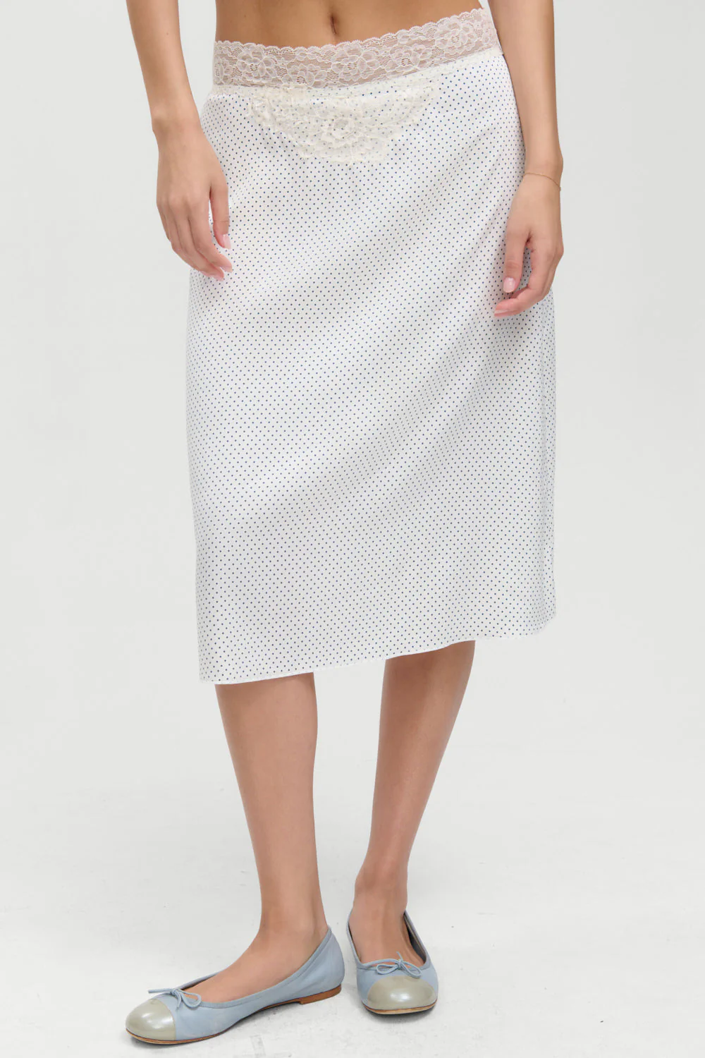 Laura Silk Midi Skirt - French Pearl