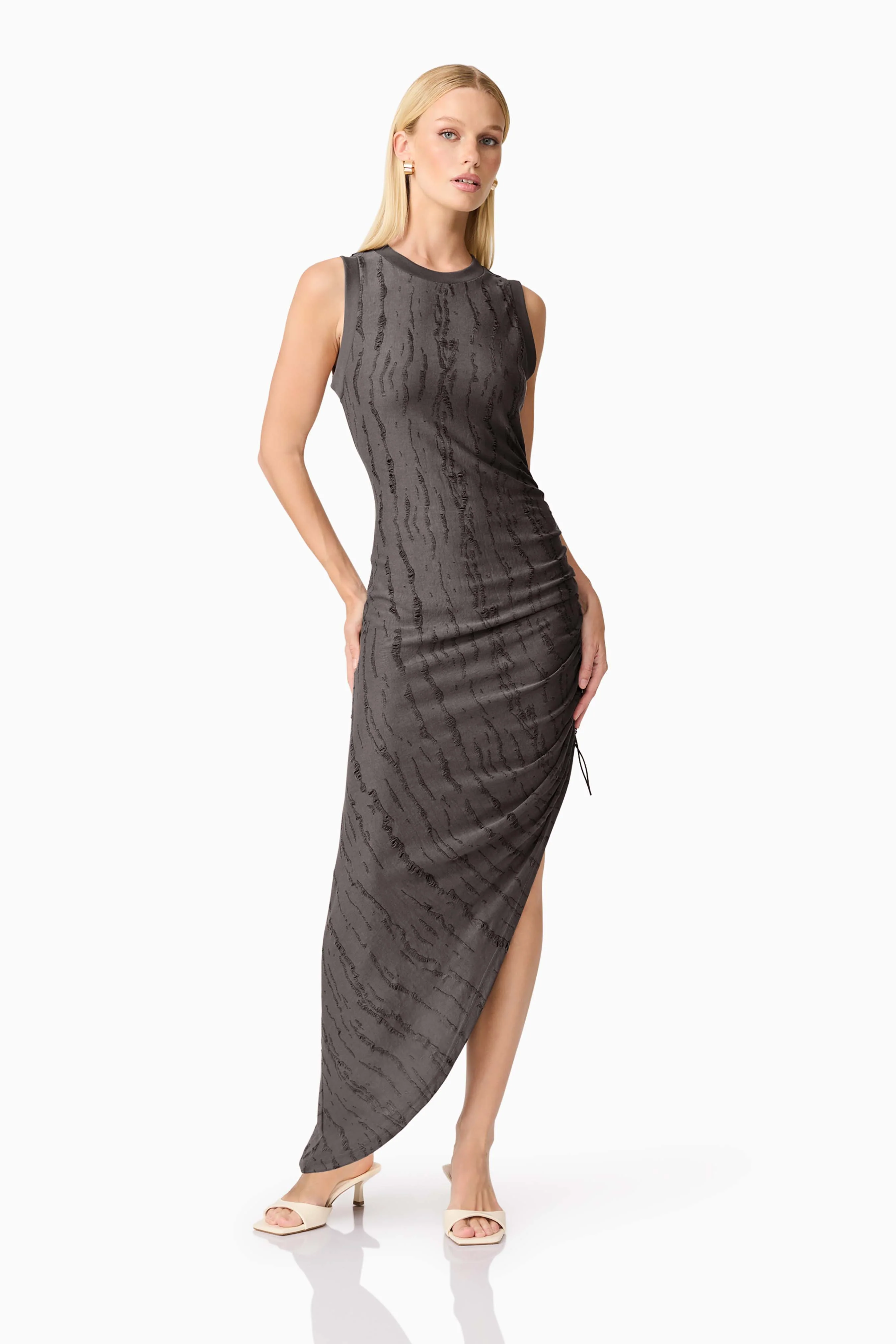 CURAAE Lavania Asymmetrical Midi Dress in Grey