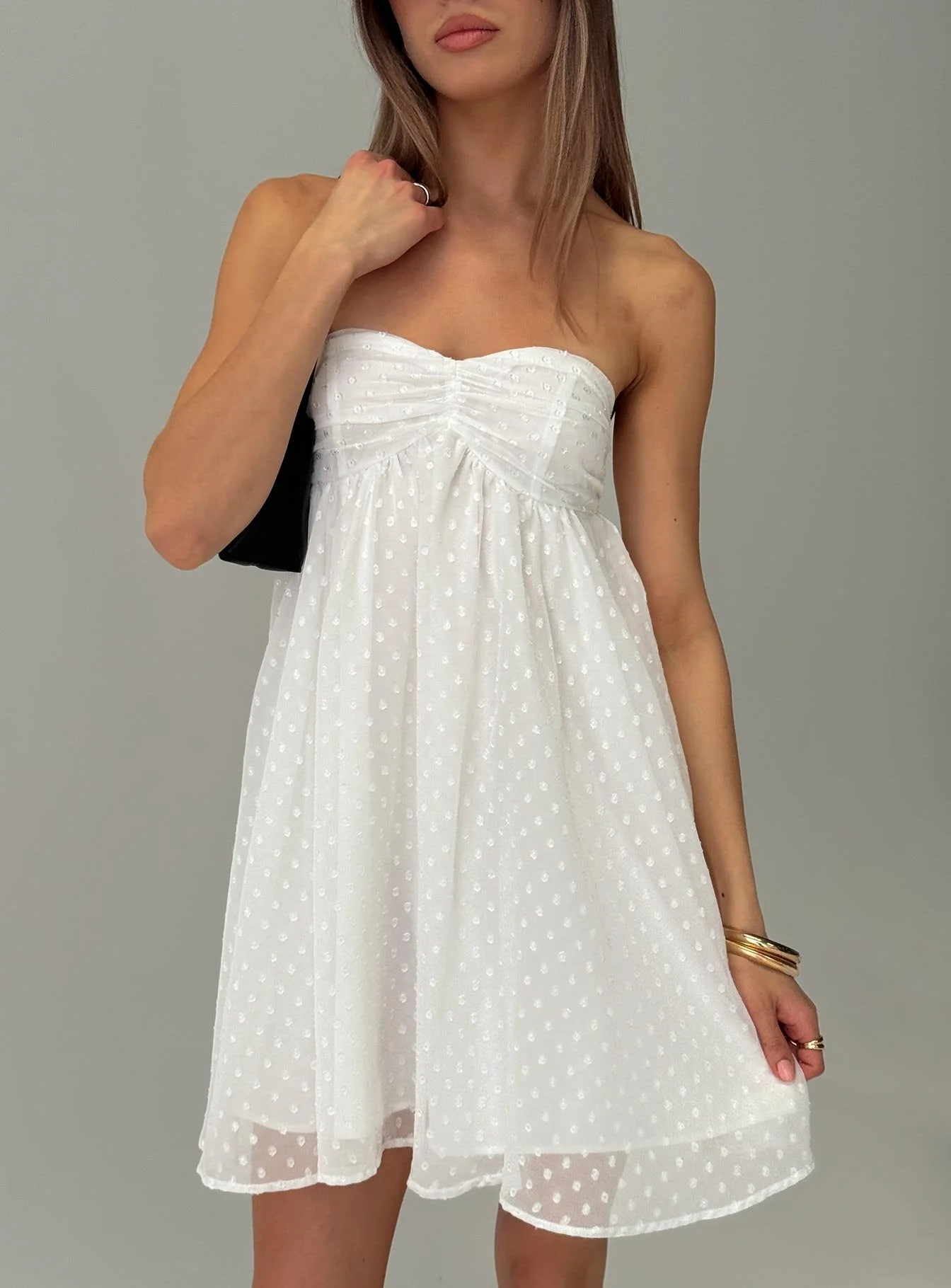 Kaimilla Strapless Sweetheart Mini Dress White