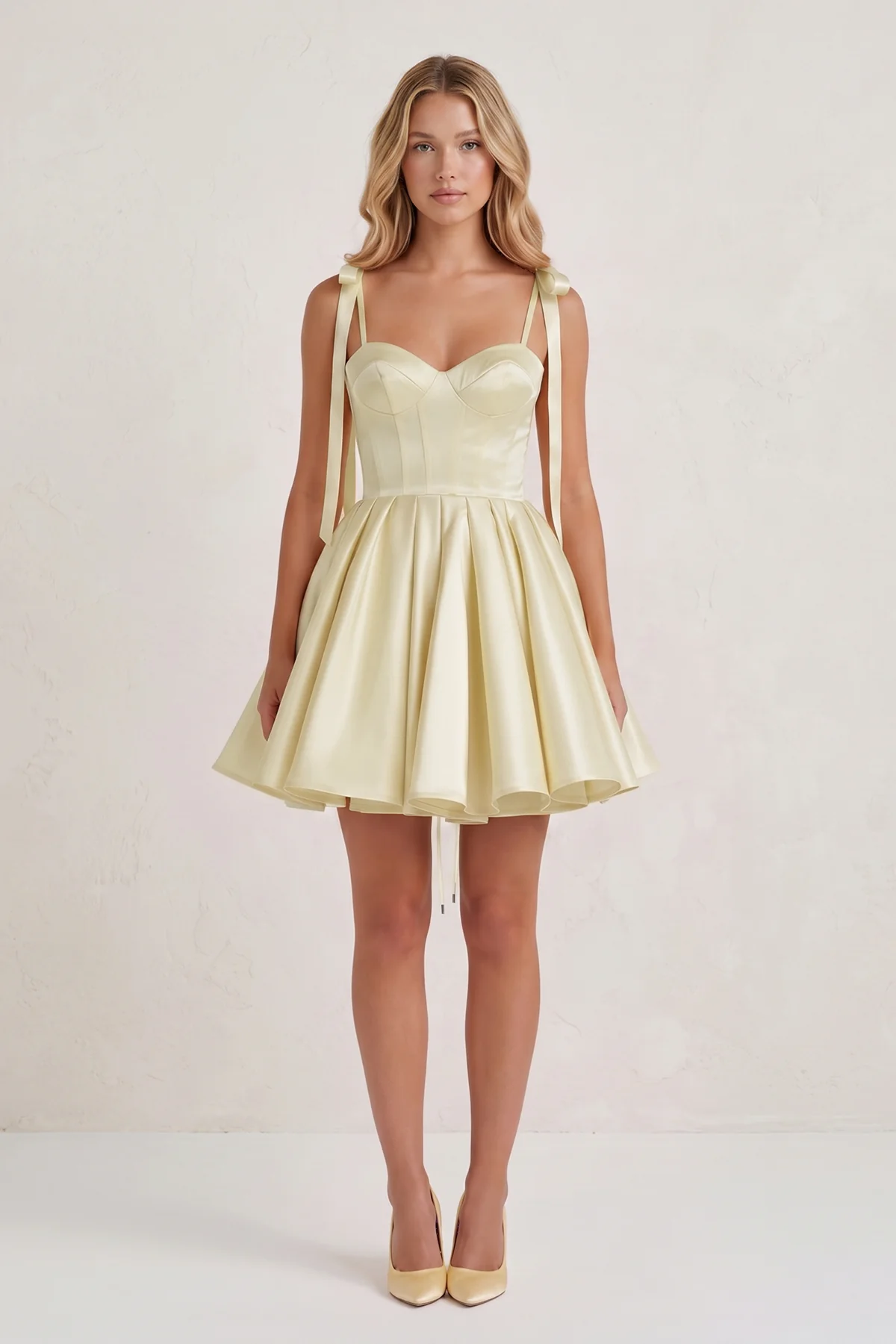 Navy Blue Spaghetti Straps Satin Pleated A-Line Homecoming Dress with Bow