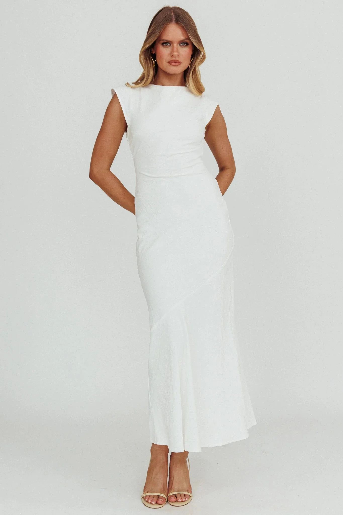 Maysa Cowl Back Maxi Dress Off White - luluinthesky